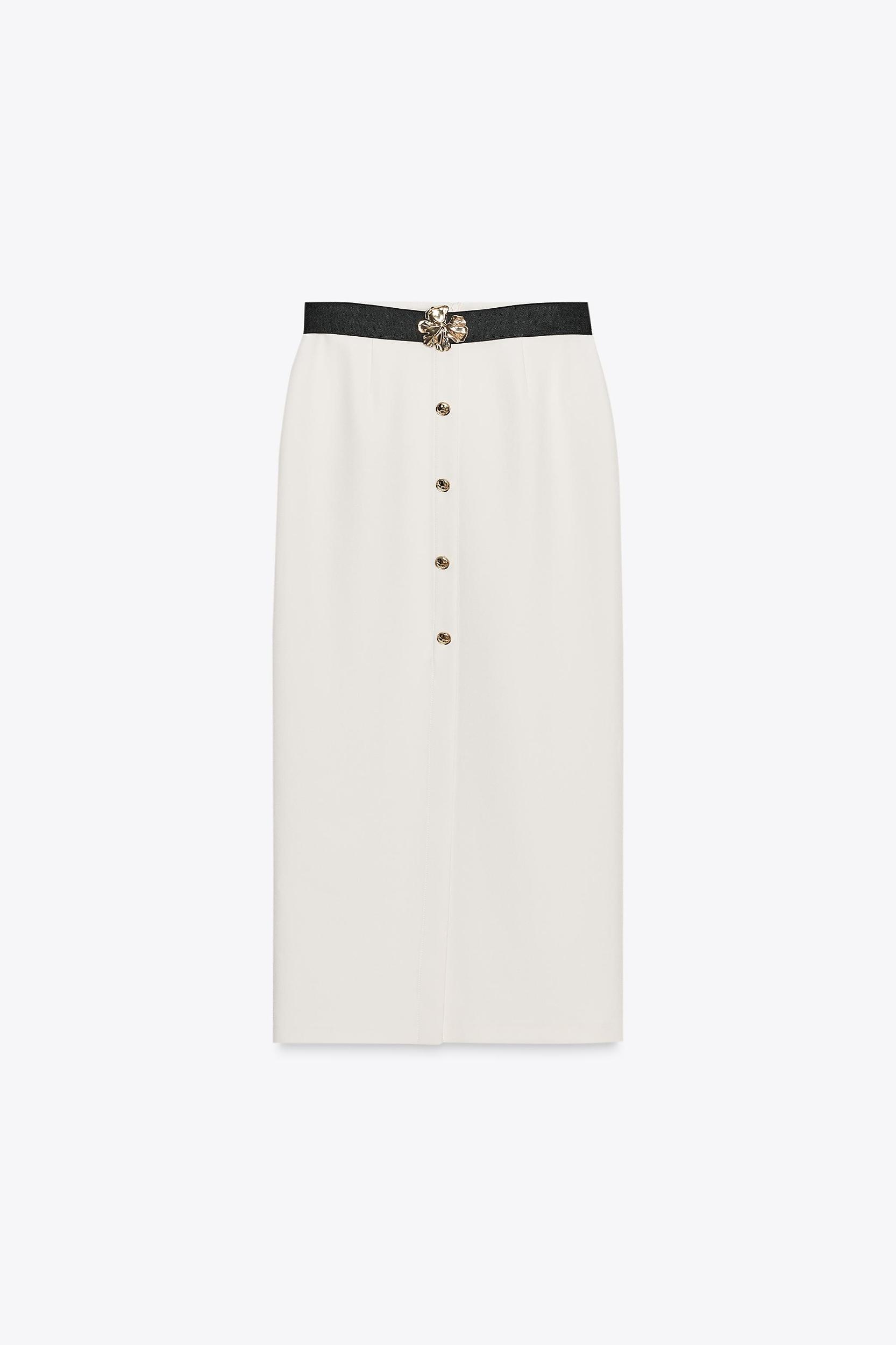 CREPE MIDI SKIRT WITH BELT Product Image