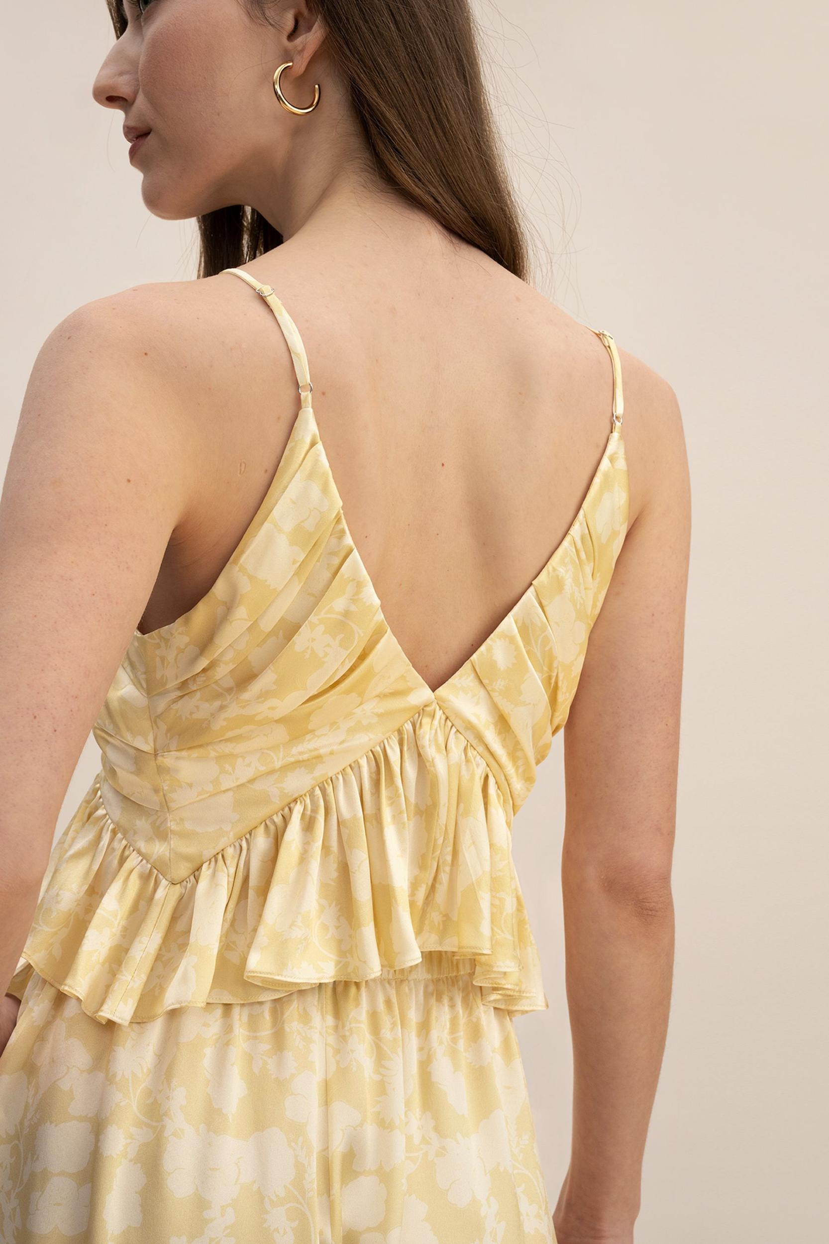 LILYSILK Women's 100% Silk Ruffle Cowl Neck Cami Top in Shadow Print, Size 4 Product Image