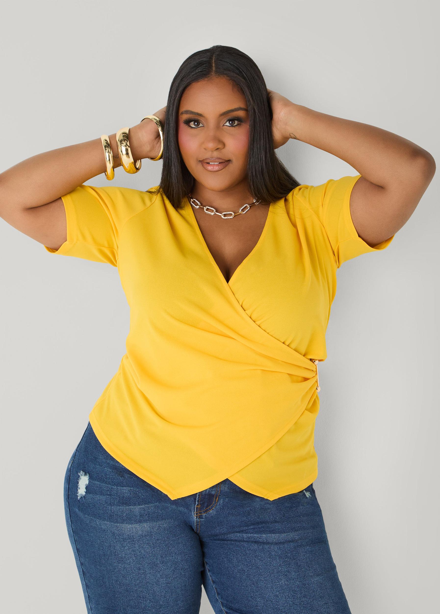 Embellished Faux Wrap Top Product Image