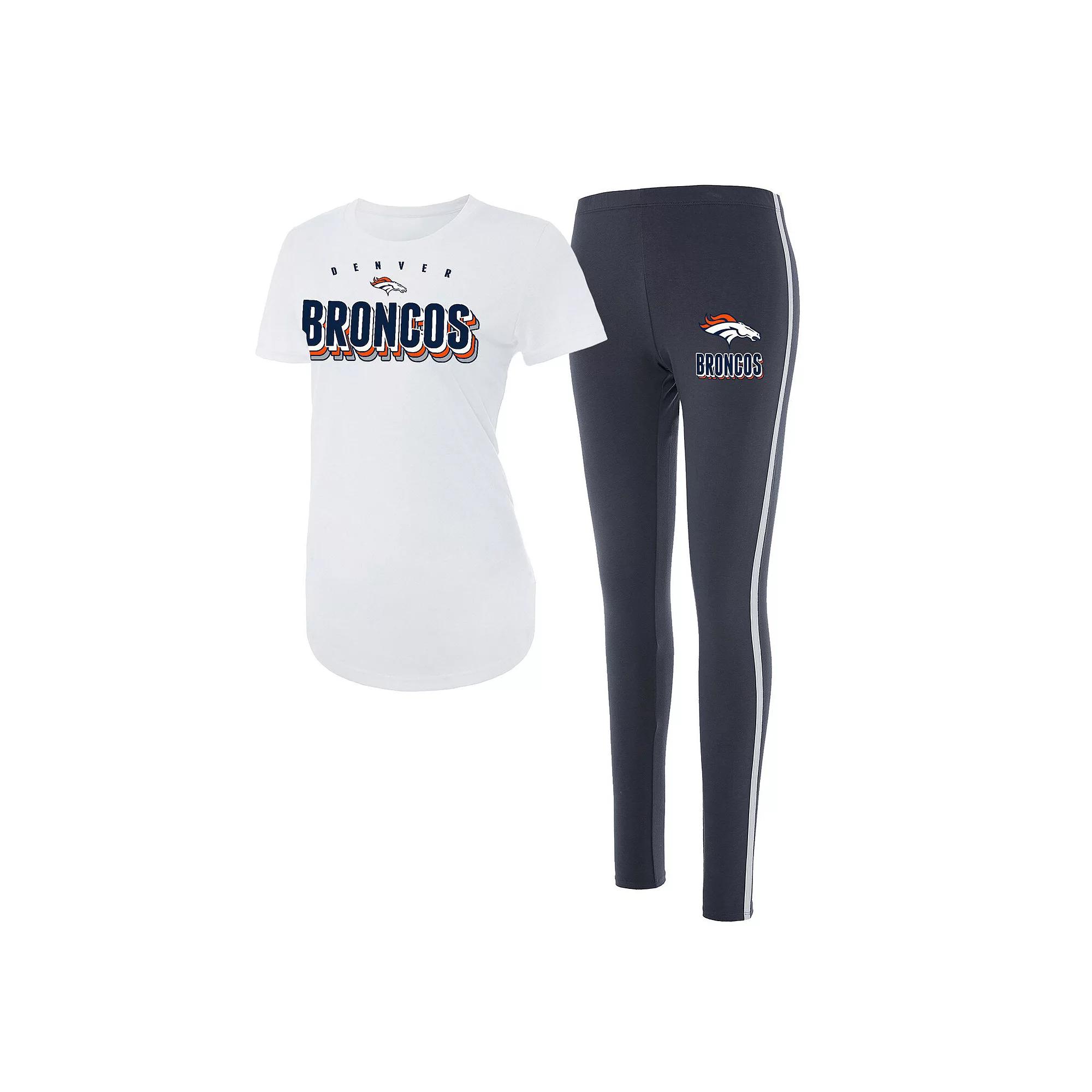 Women's Concepts Sport White/Charcoal Denver Broncos Sonata T-Shirt & Leggings Set, Size: Small Product Image