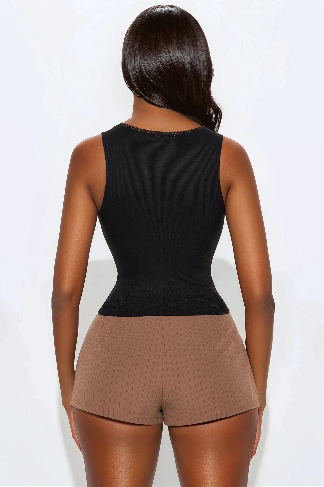 Jemima Square Neck Tank Top - Black Product Image