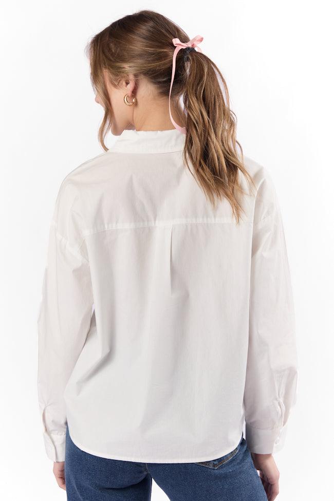 All My Love Heart Pocket Ivory Button Down Blouse FINAL SALE Product Image