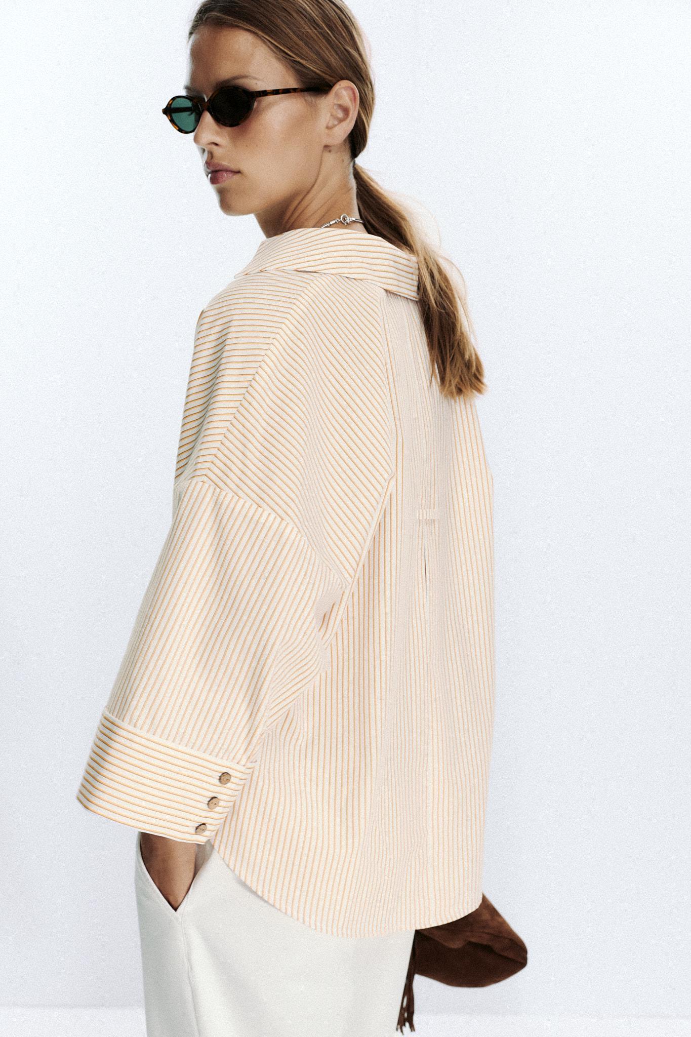 STRIPED POPLIN SHIRT WITH WIDE SLEEVES Product Image