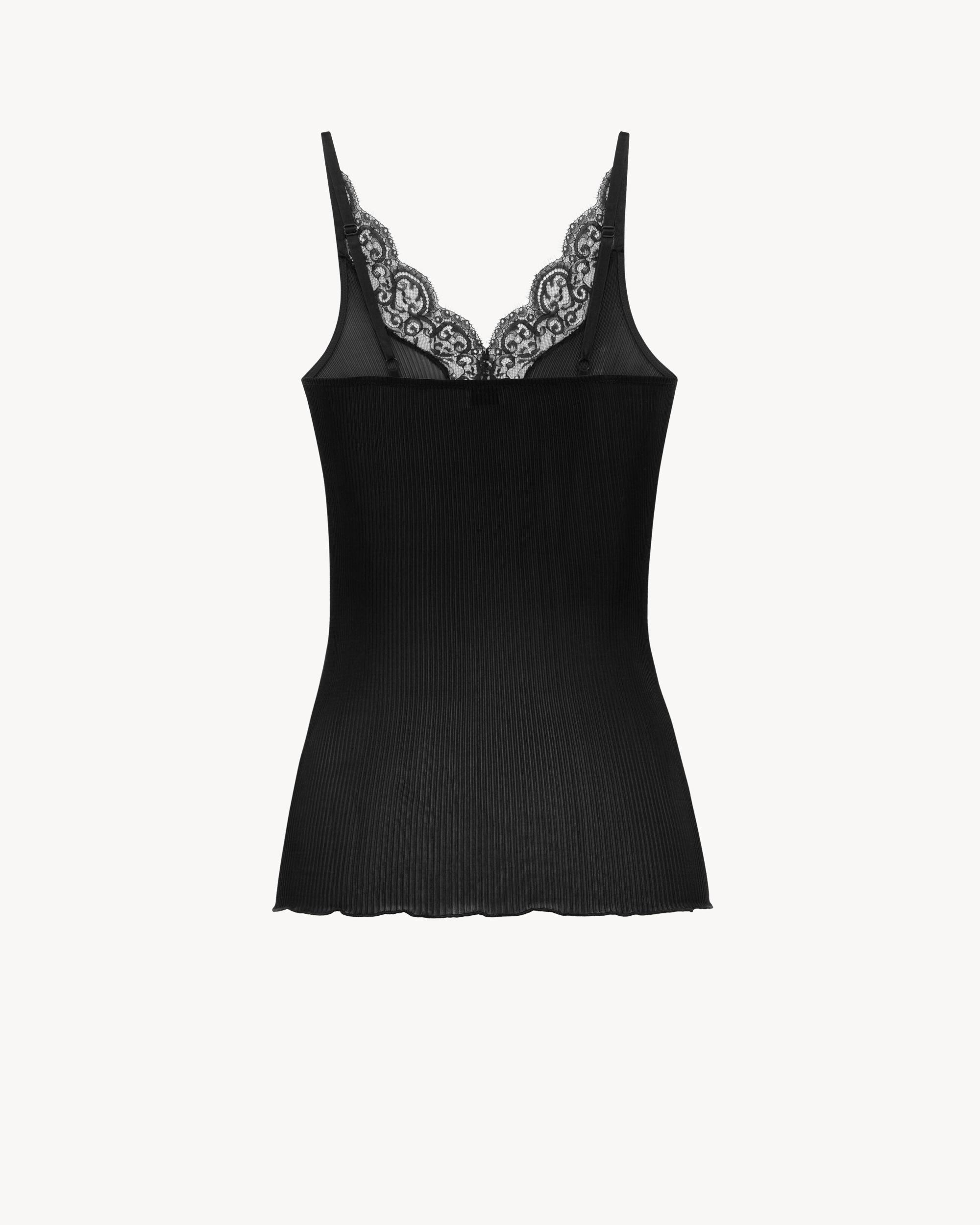 Laced Tank Top in Ribbed Silk Jersey Product Image