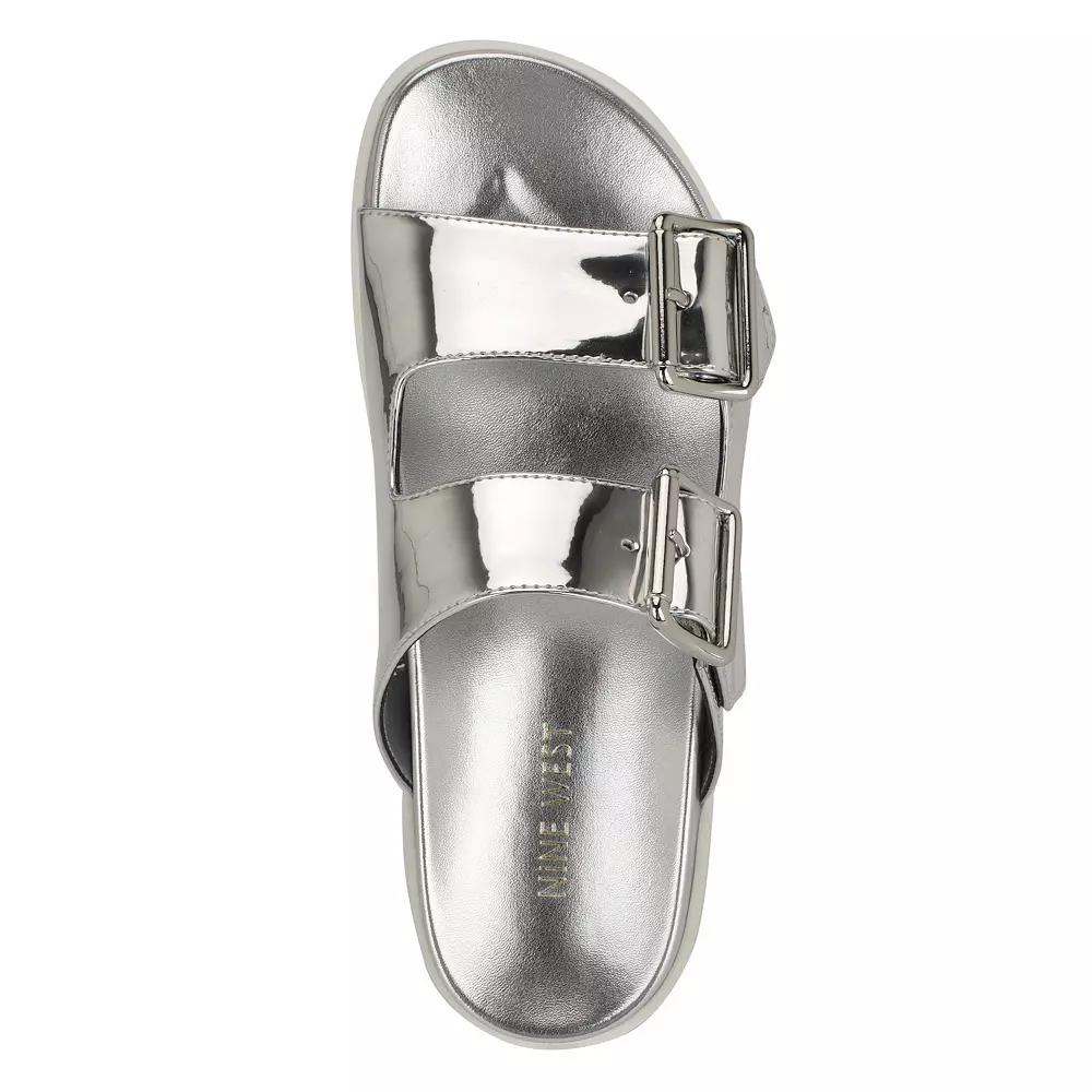 Nine West Timma Double Strap Slip-On Women's Casual Sandals, Size: 6, Silver Mirror Grey Product Image
