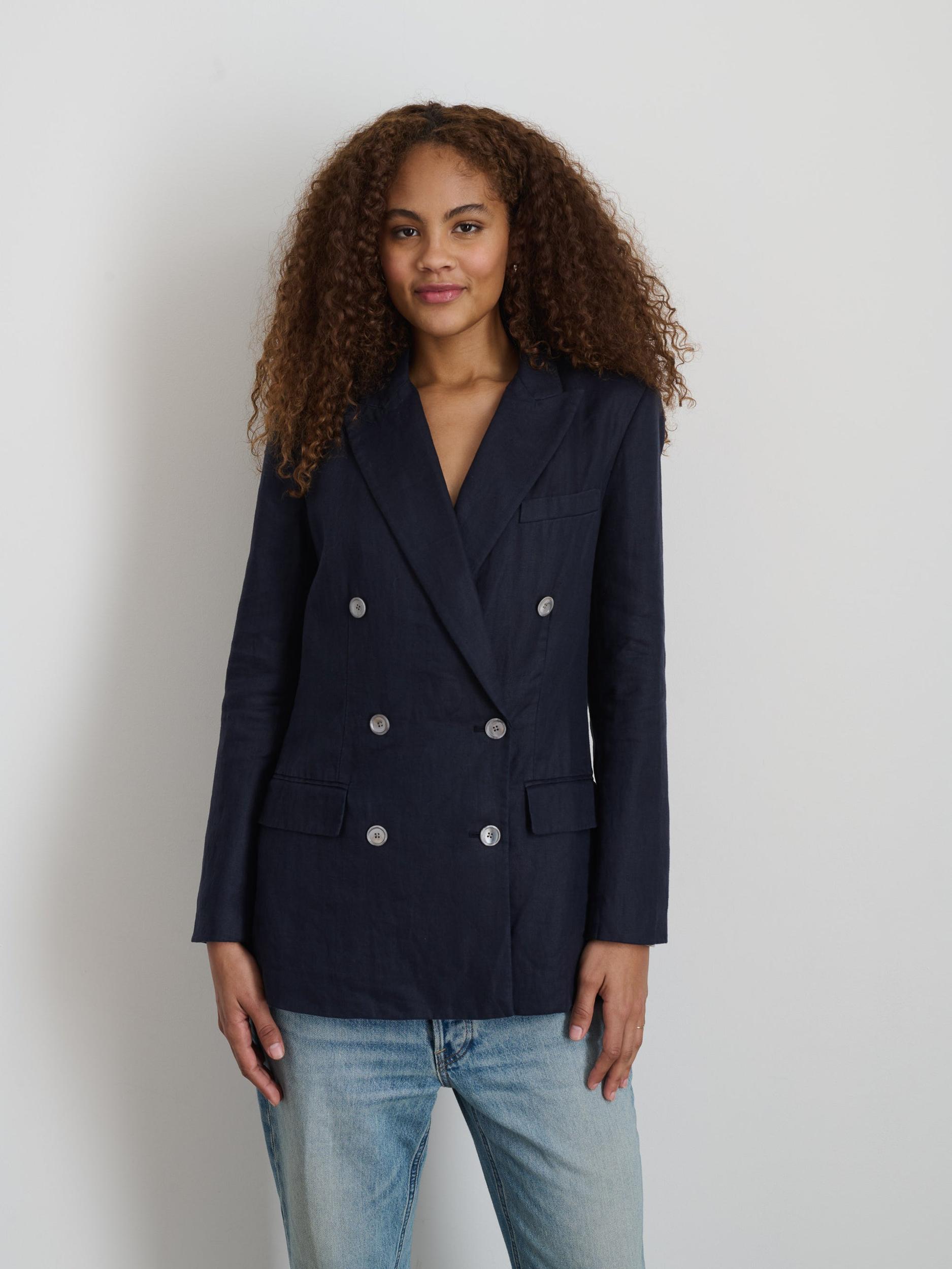 Anna Double Breasted Blazer In Linen Product Image