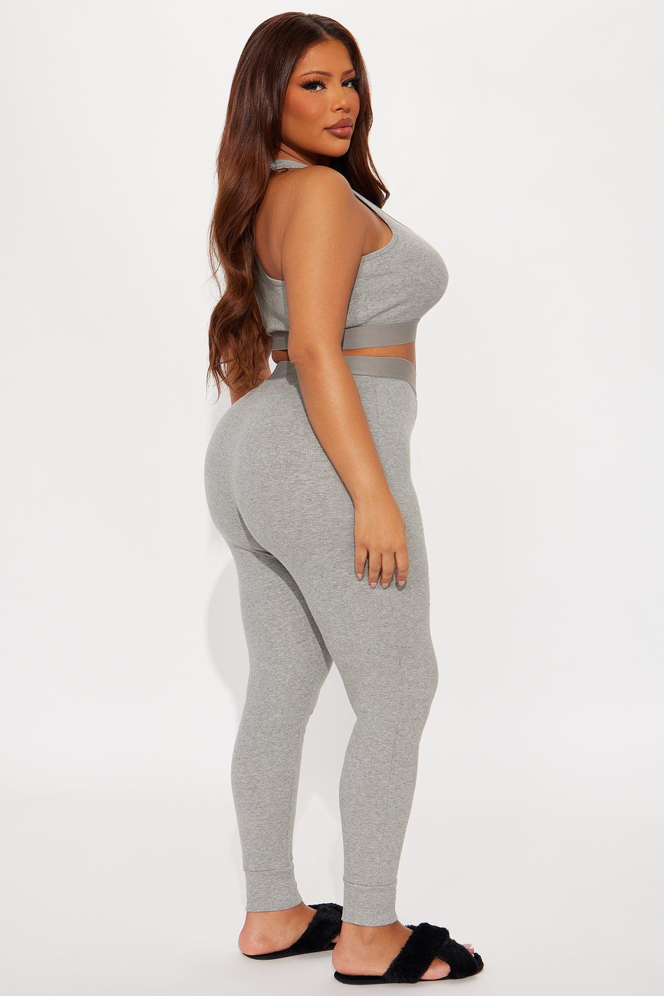 FN Mood Racerback Bra And Legging 2 Piece Cotton Set - Heather Grey Product Image
