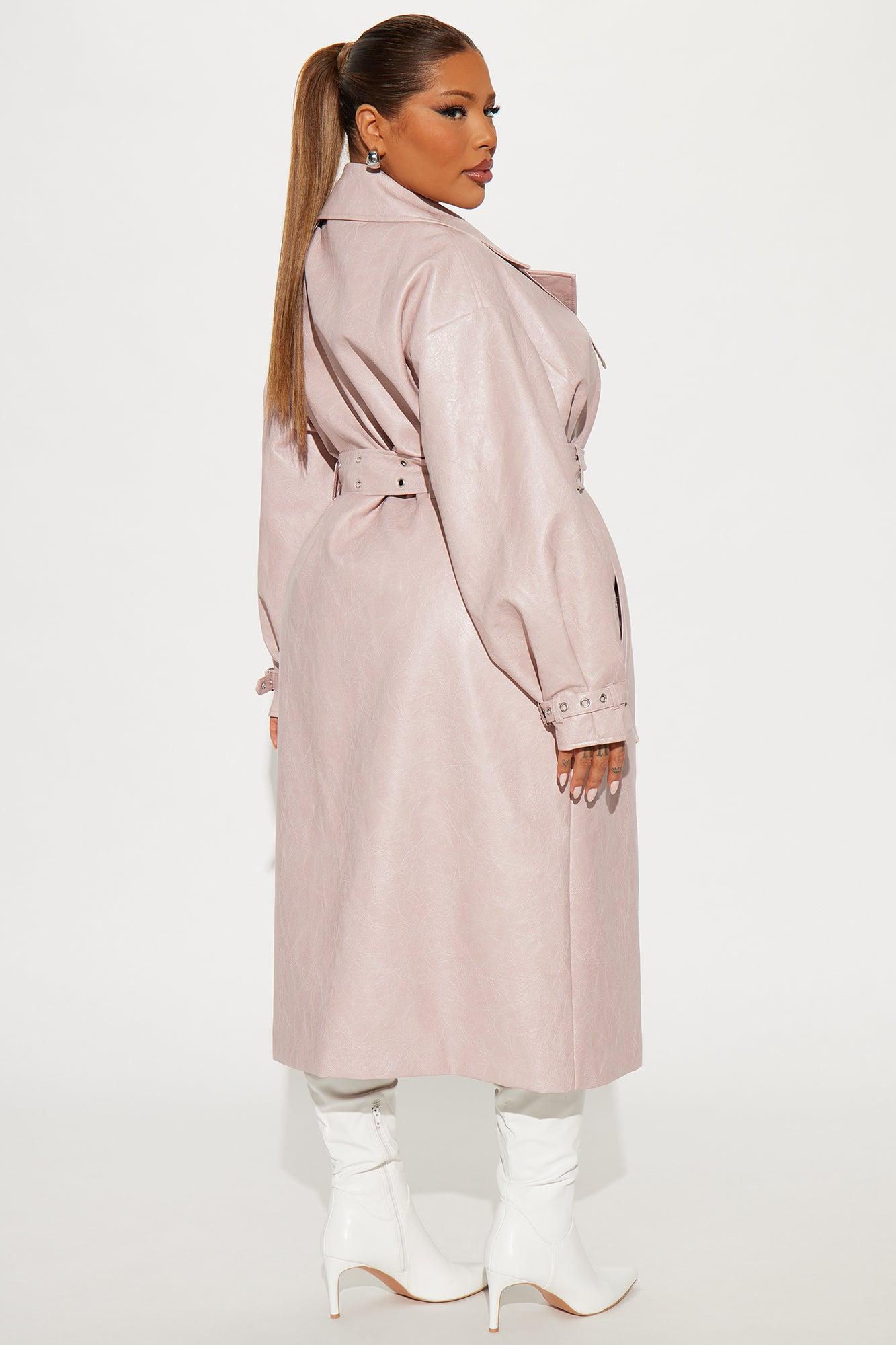 Not Your Average Washed Faux Leather Trench - Blush Product Image