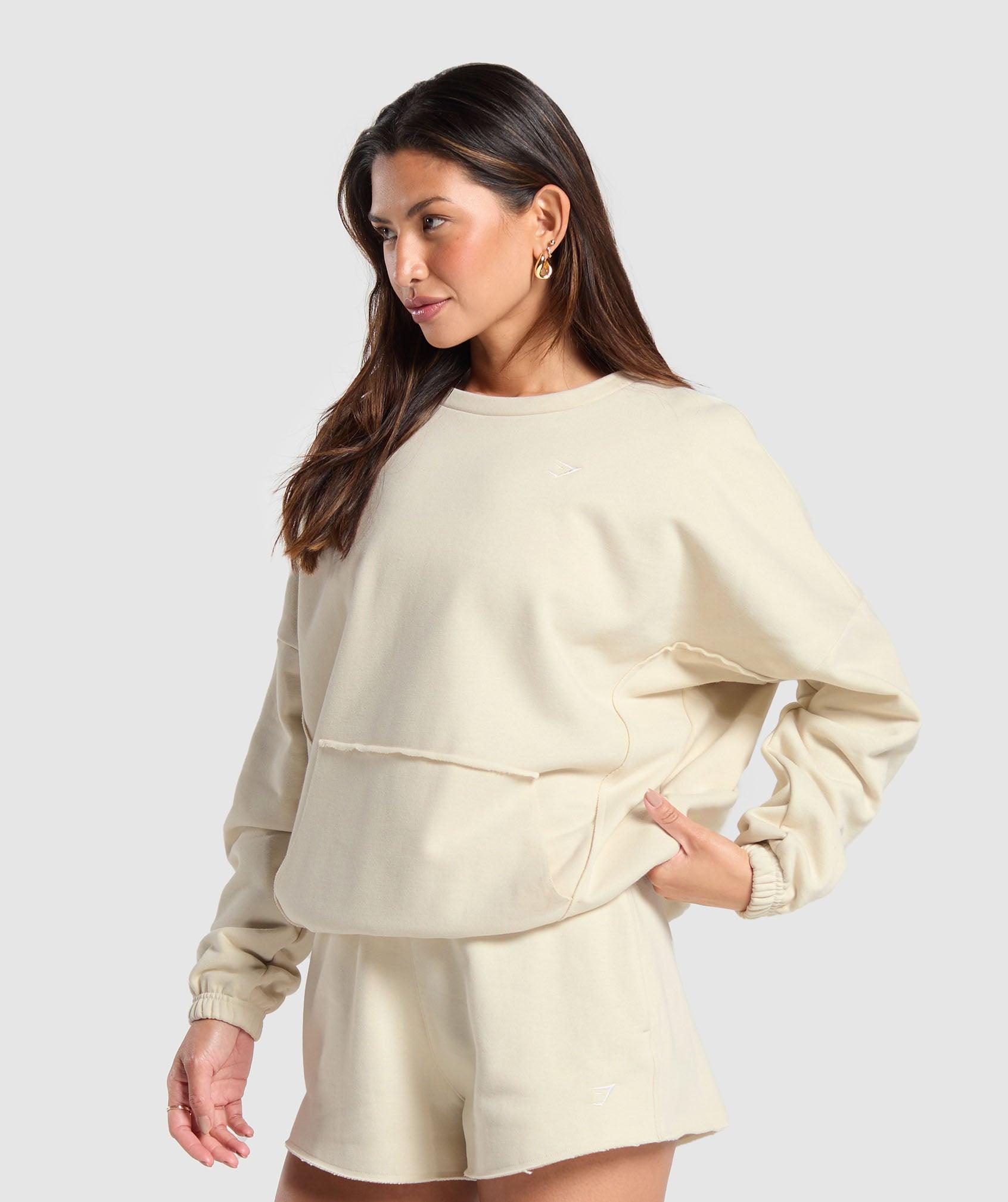 Gymshark Fleece Oversized Sweatshirt - Ecru White Female Product Image