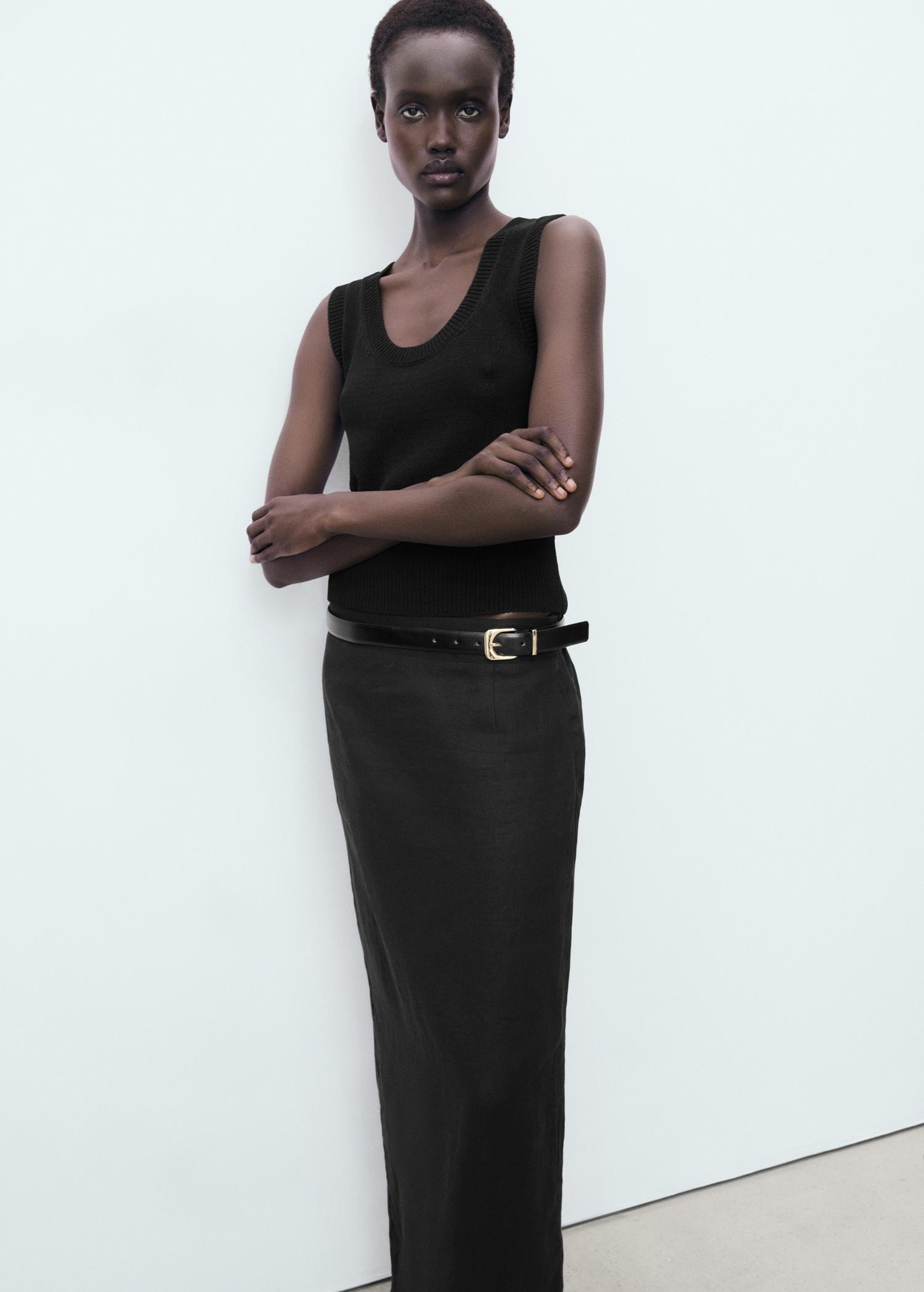 Linen pencil skirt - Women | MANGO USA Product Image