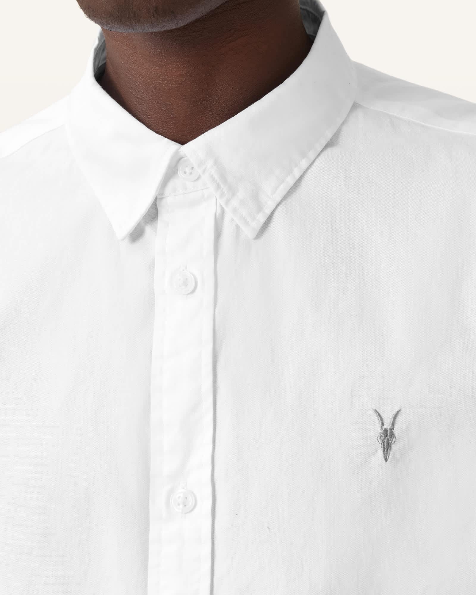 Hawthorne Ramskull Stretch Fit Shirt White | ALLSAINTS US Product Image
