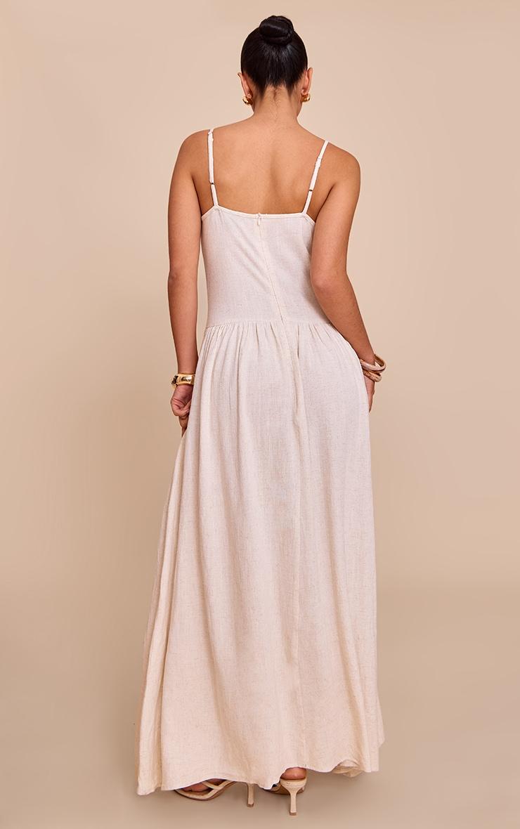 Natural Textured Woven Pleat Detail Maxi Dress Product Image