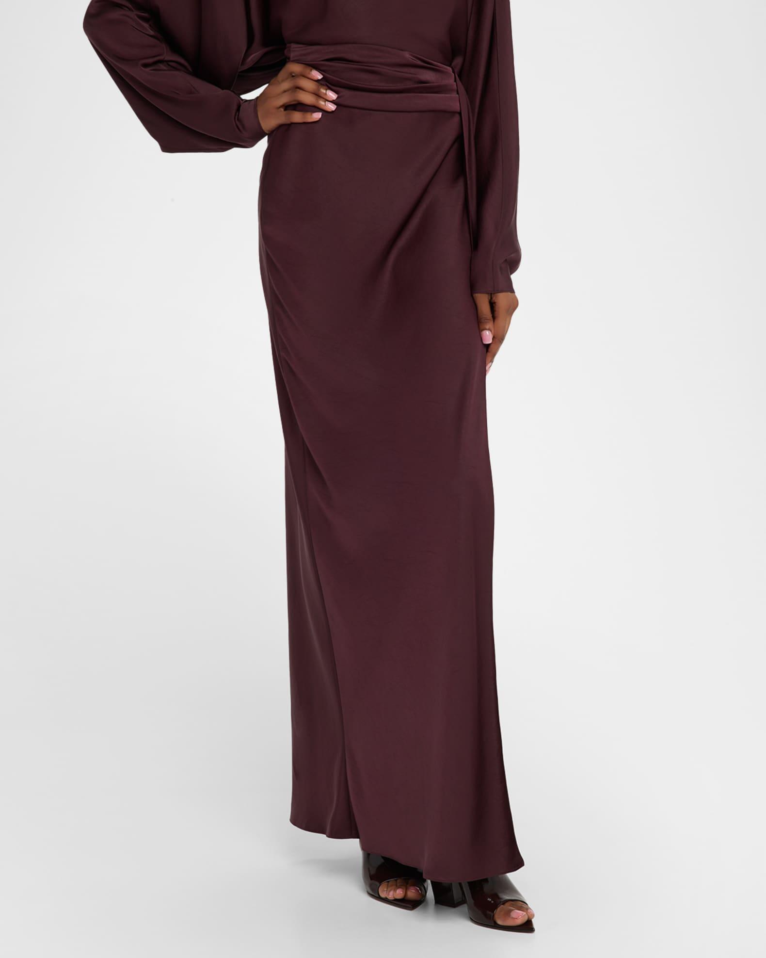 Lightweight Satin Asymmetric Maxi Skirt Product Image