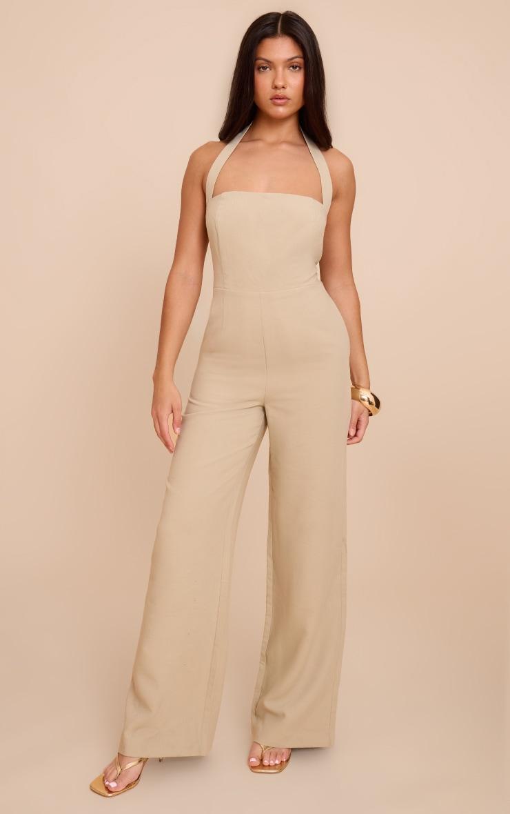 Sage Premium Woven Halterneck Straight Leg Jumpsuit Product Image