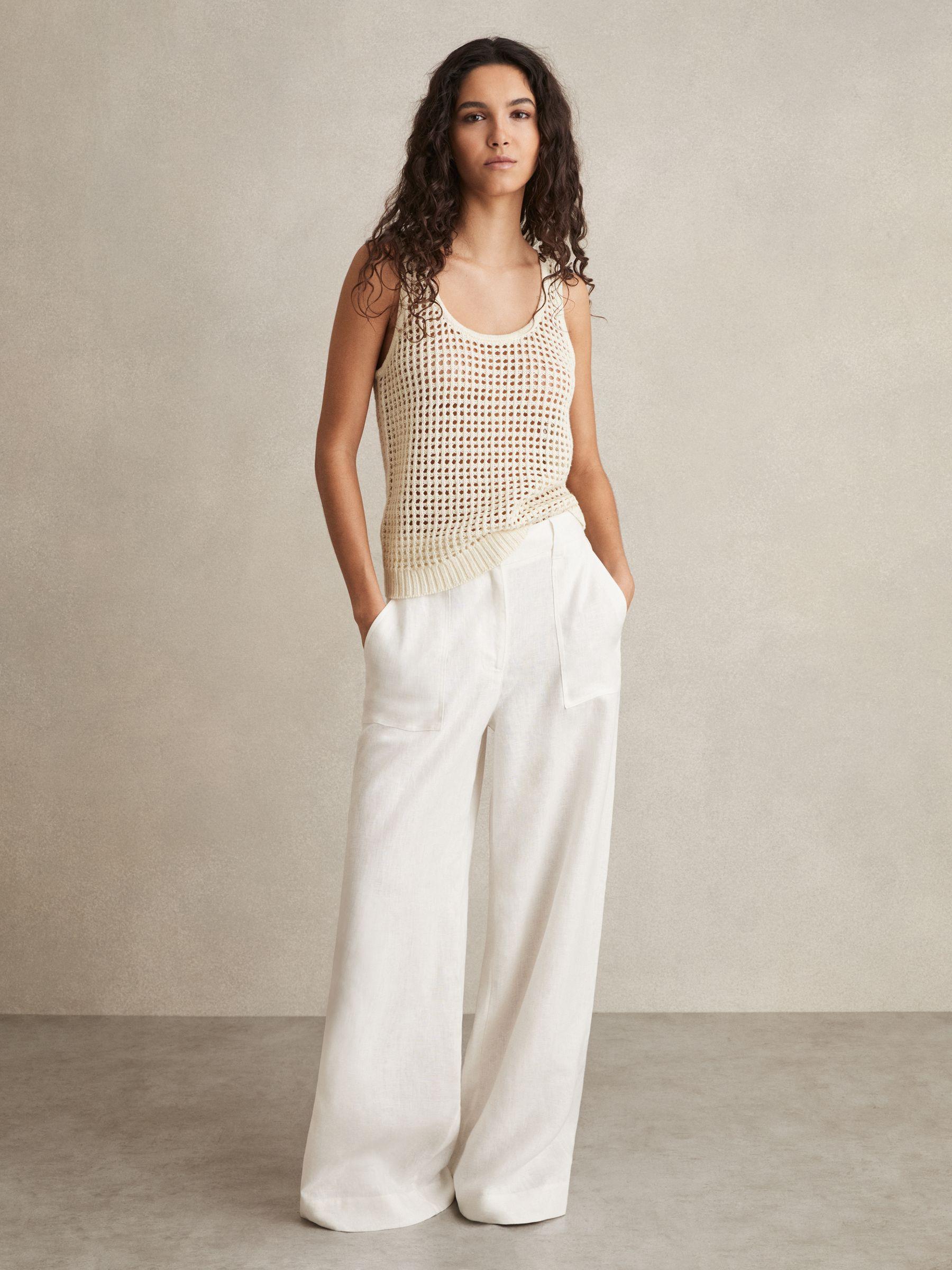 Linen Open-Knit Vest in Ivory Product Image