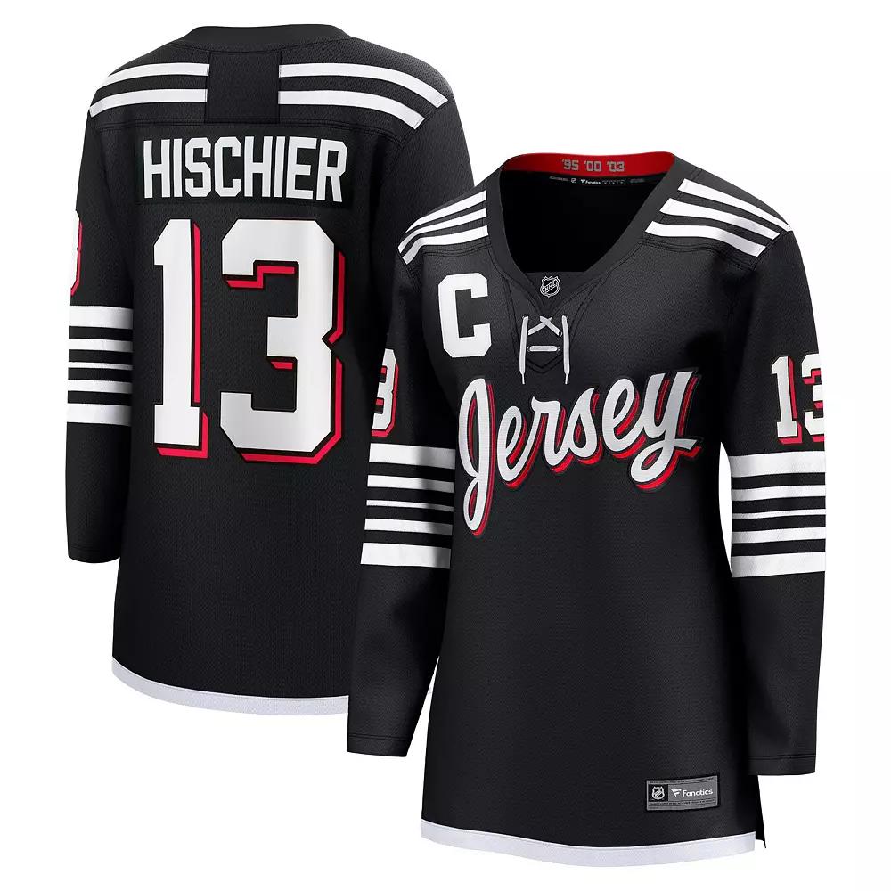 Women's Fanatics Branded Nico Hischier Black New Jersey Devils Alternate Premier Breakaway Player Jersey,  Product Image