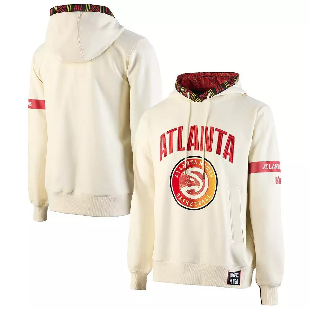 Men's NBA x Two Hype  Cream Atlanta Hawks Culture & Hoops Collection Premium Pullover Hoodie, Size: Medium, Beige Product Image