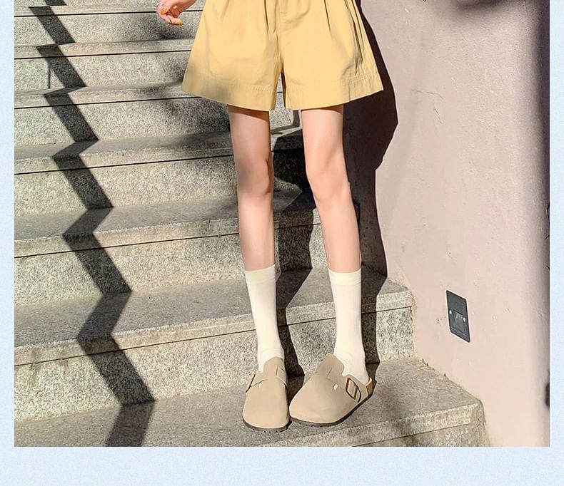 High Waist Plain Wide Leg Shorts Product Image