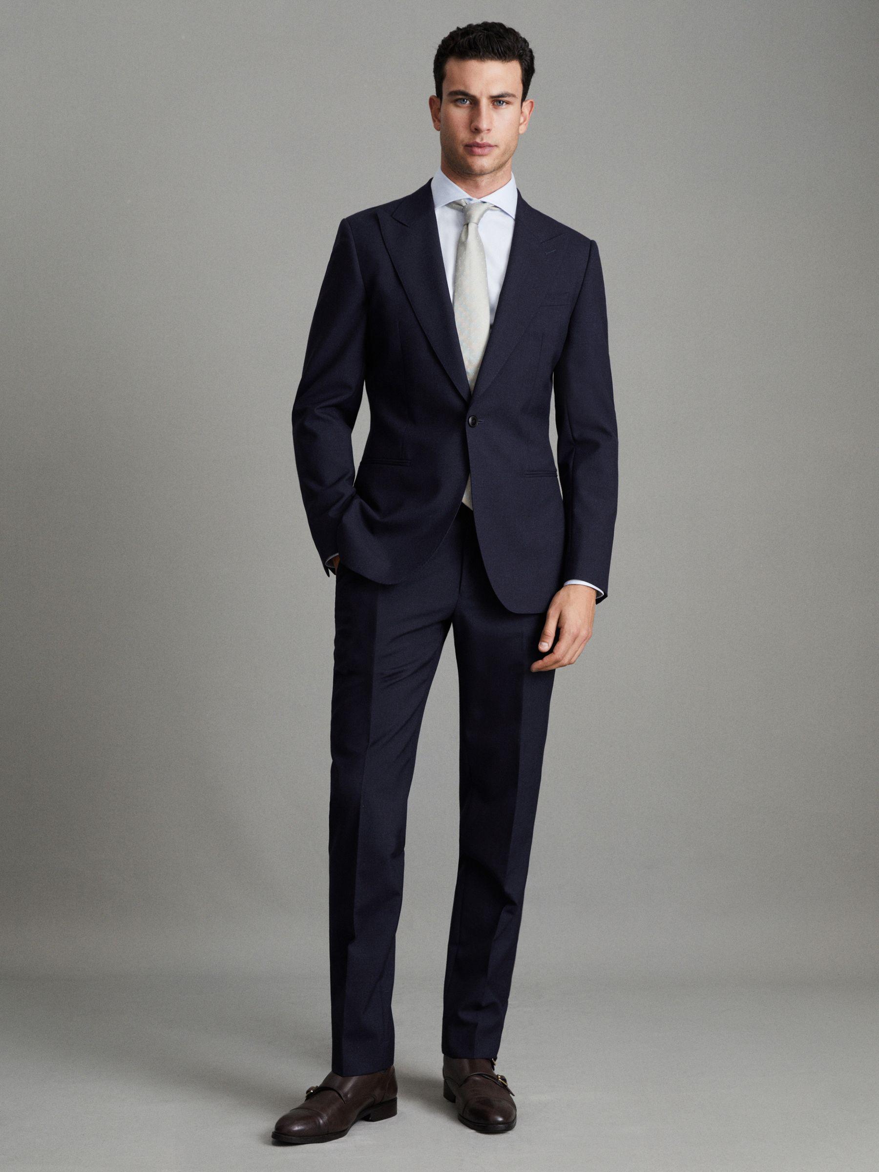 Slim Fit Wool Single Breasted Blazer in Navy Product Image