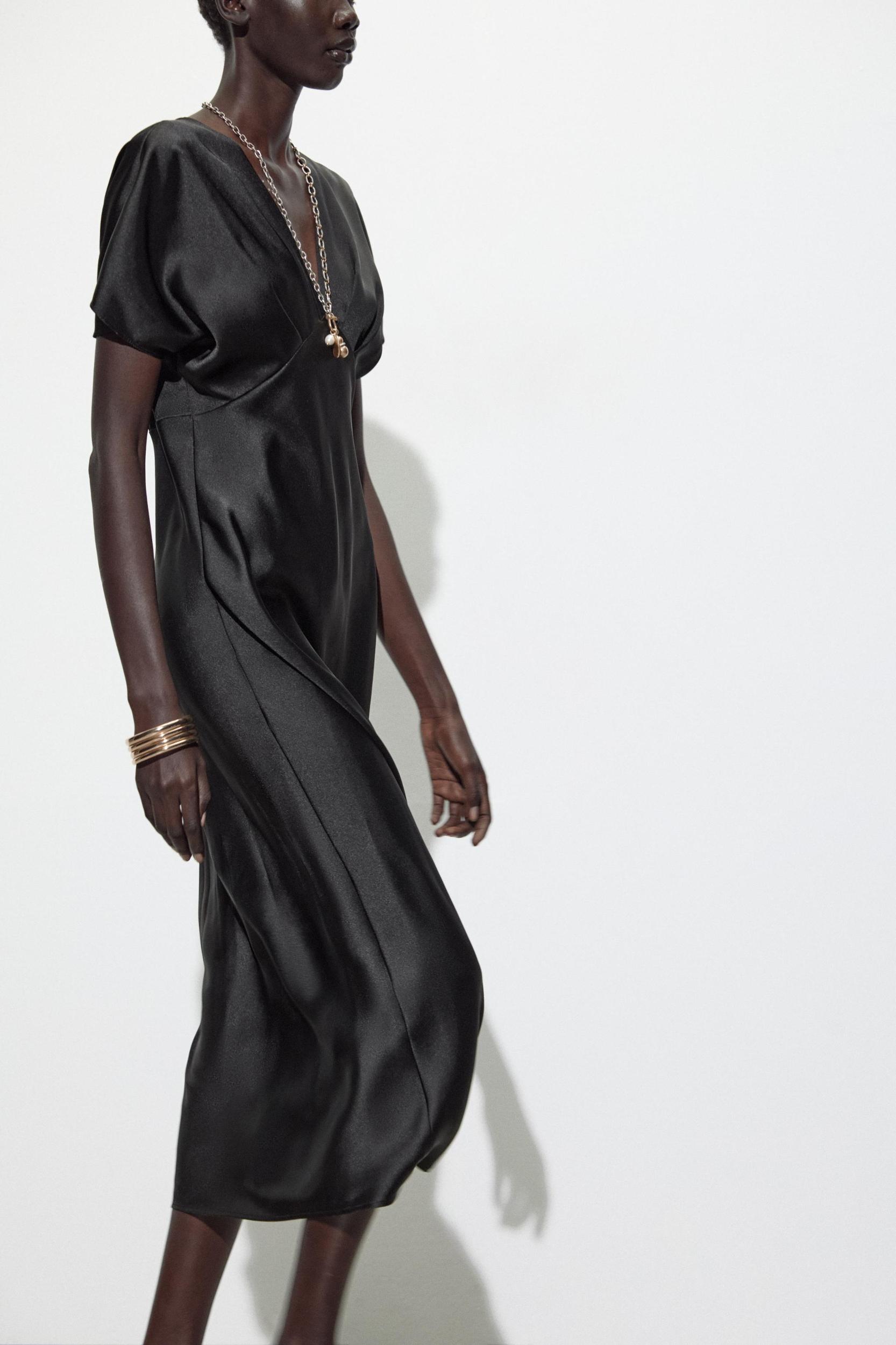 SATIN EFFECT MIDI DRESS Product Image