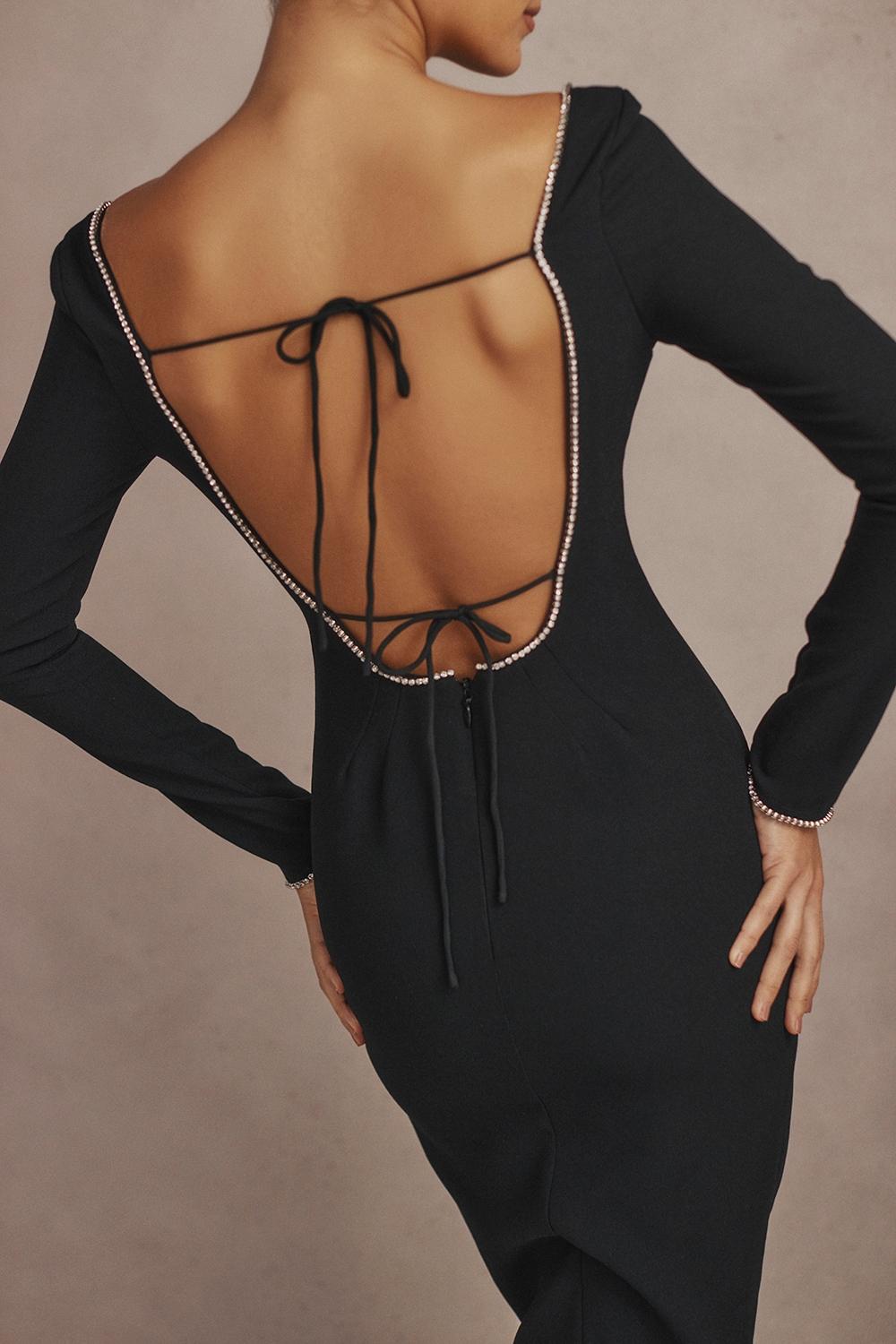 Rosa  black crystal embellished maxi dress Product Image