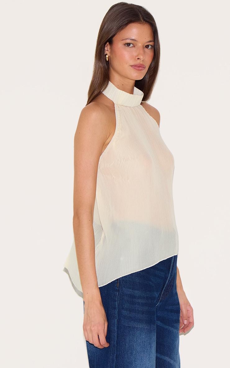 Lemon Plisse Chiffon High Neck Long Top Product Image