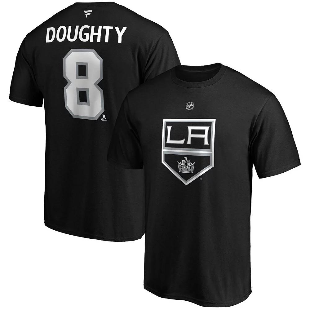 Men's Fanatics Branded Drew Doughty Black Los Angeles Kings Authentic Stack Name & Number Team T-Shirt, Size: Small, Kgs Black Product Image