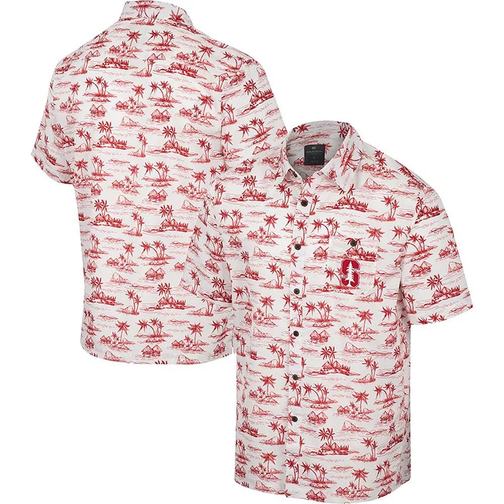 Men's Colosseum White Stanford Cardinal Spontaneous is Romantic Camp Button-Up Shirt, Size: 3XL Product Image