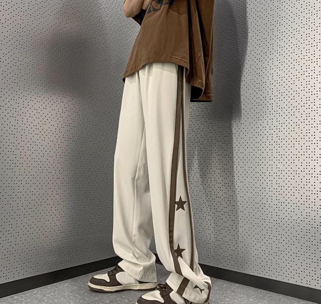Sopula Retro High Street Trendy Patchwork Star Straight Sweatpants Product Image