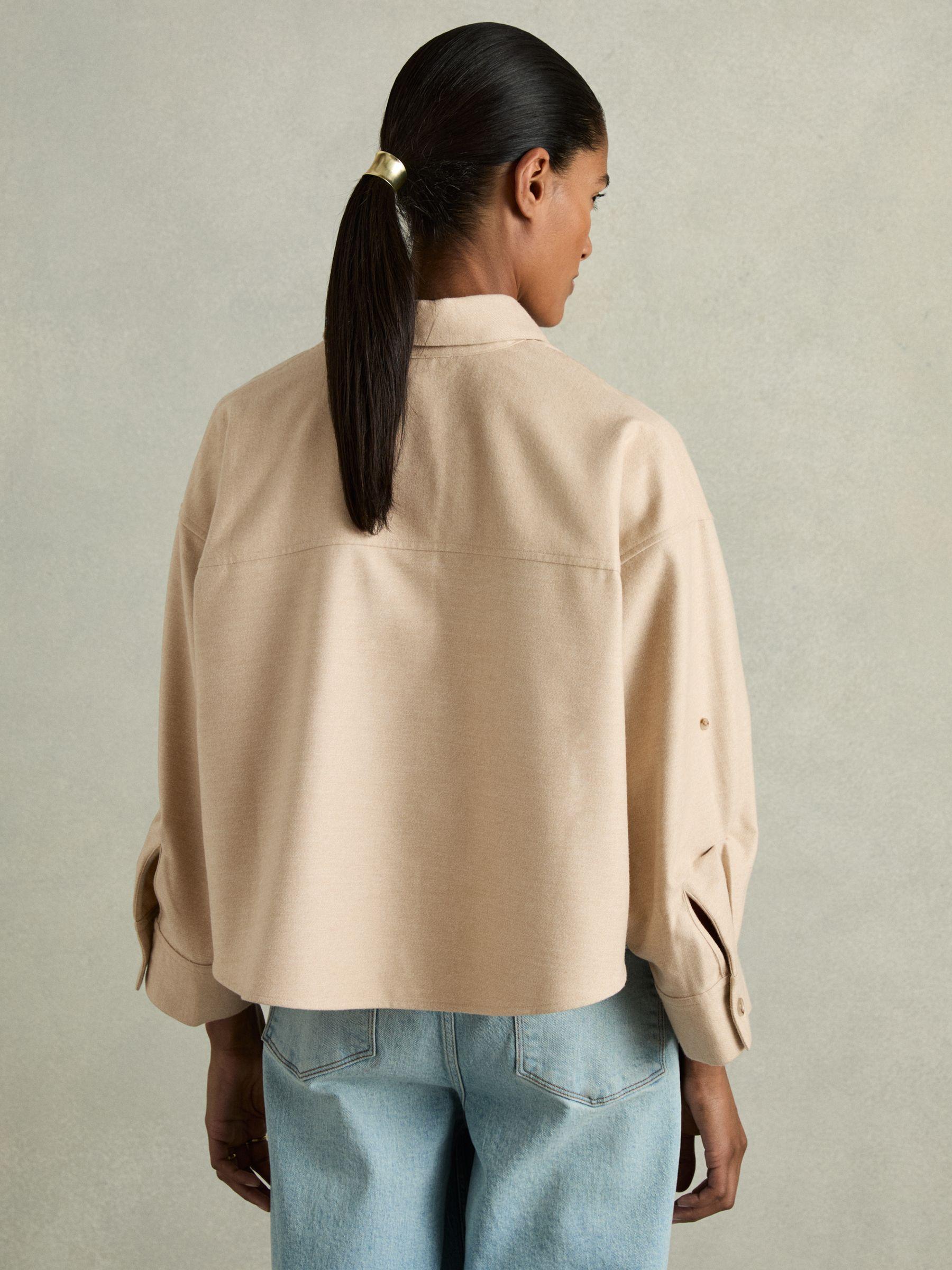 Cropped Flannel Shirt in Stone Product Image