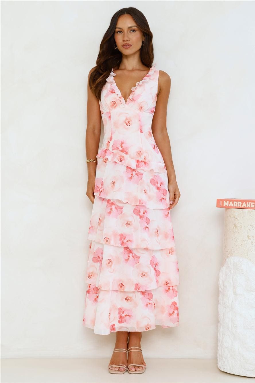 Sunset In Bali Maxi Dress Pink Product Image