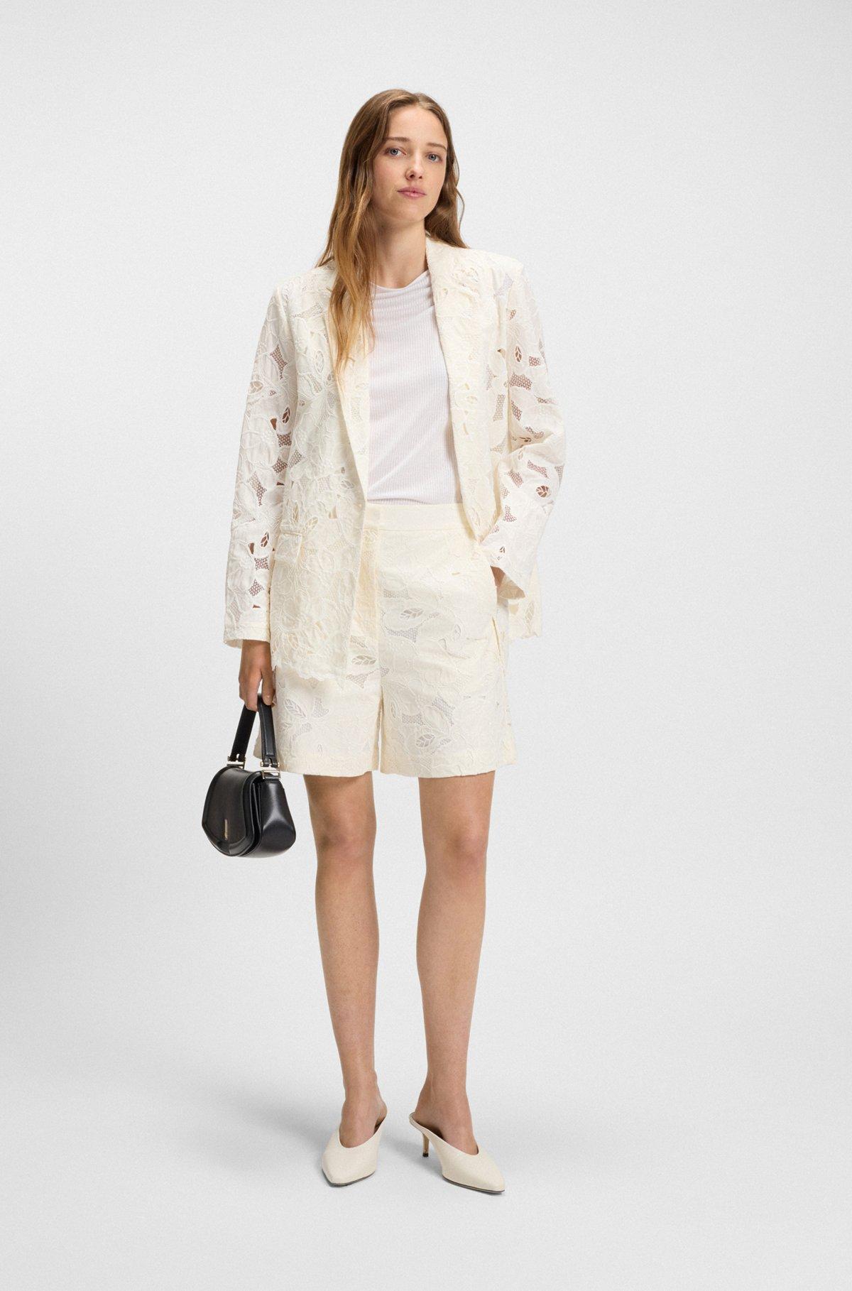 Wide-leg shorts with broderie anglaise Product Image