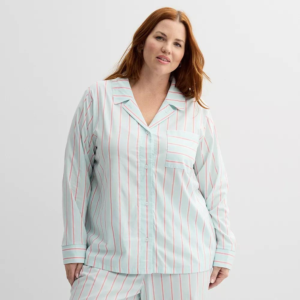 Plus Size Sonoma Goods For Life® Woven Pajama Top, Women's, Size: 1XL, Mbrll Str Product Image