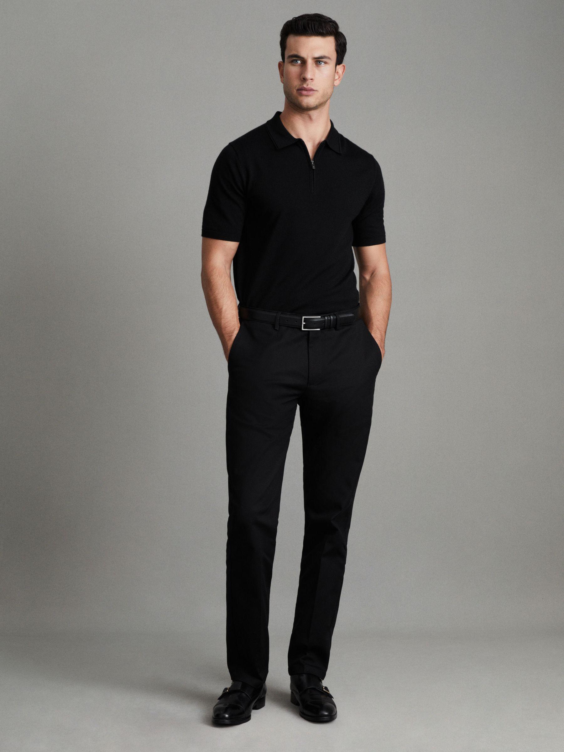 Cotton Blend Chinos in Black Product Image