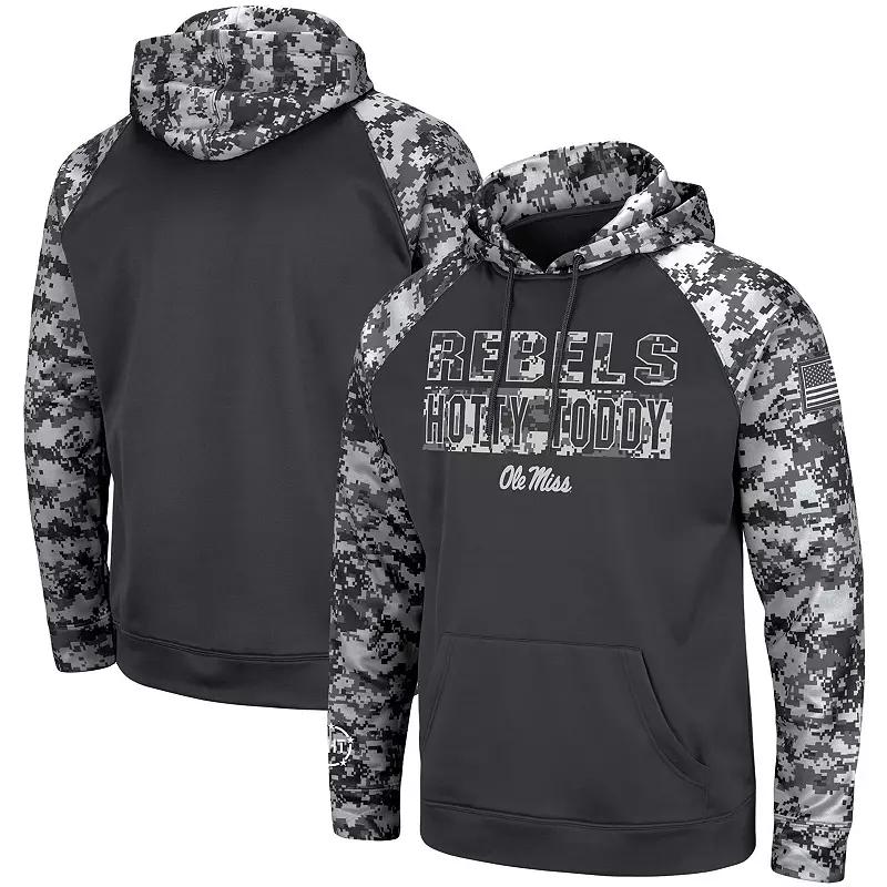 Mens Colosseum Charcoal Ole Miss Rebels OHT Military Appreciation Digital Camo Pullover Hoodie Product Image