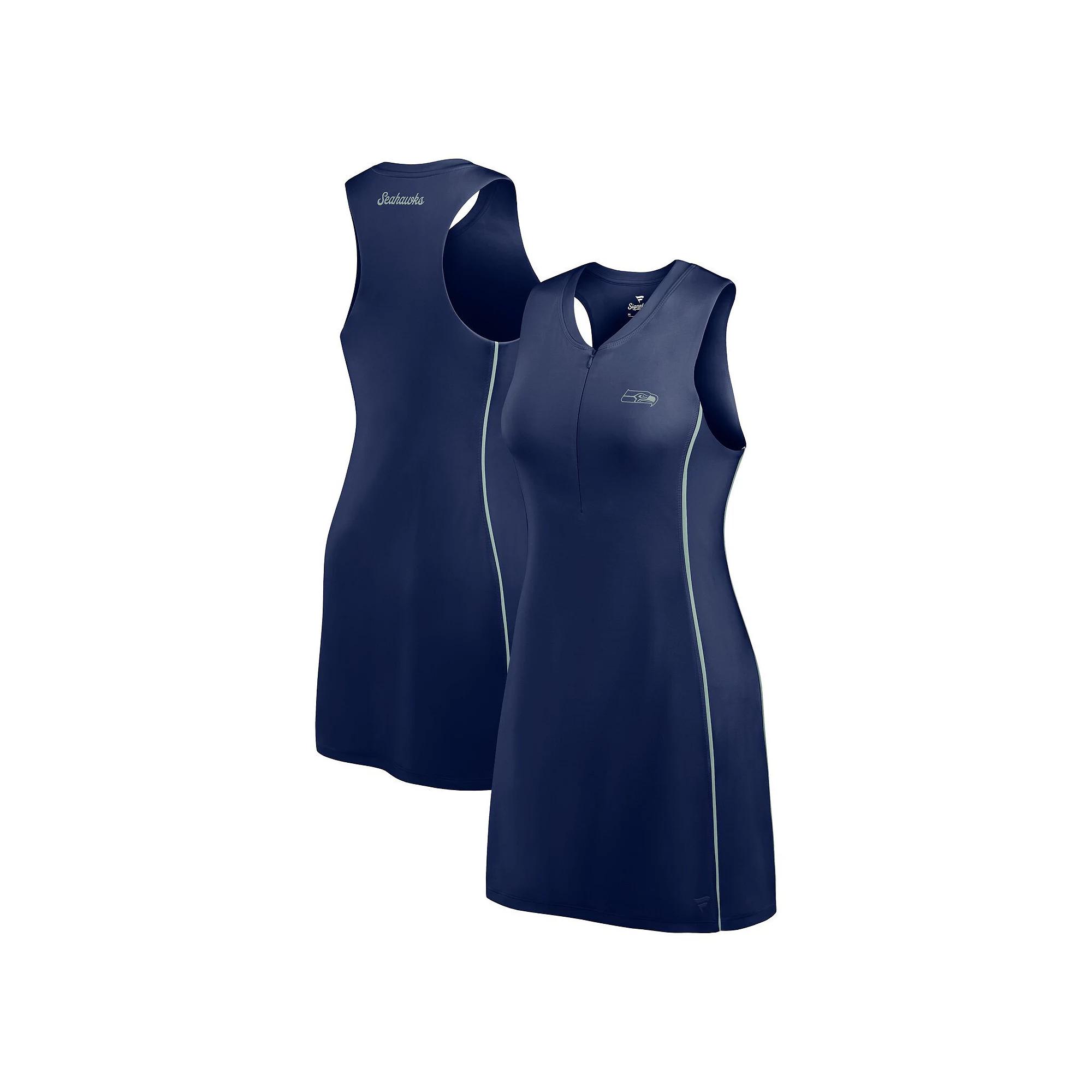 Women's Fanatics College Navy Seattle Seahawks Studio Boost Athletic Half-Zip Dress,  Product Image