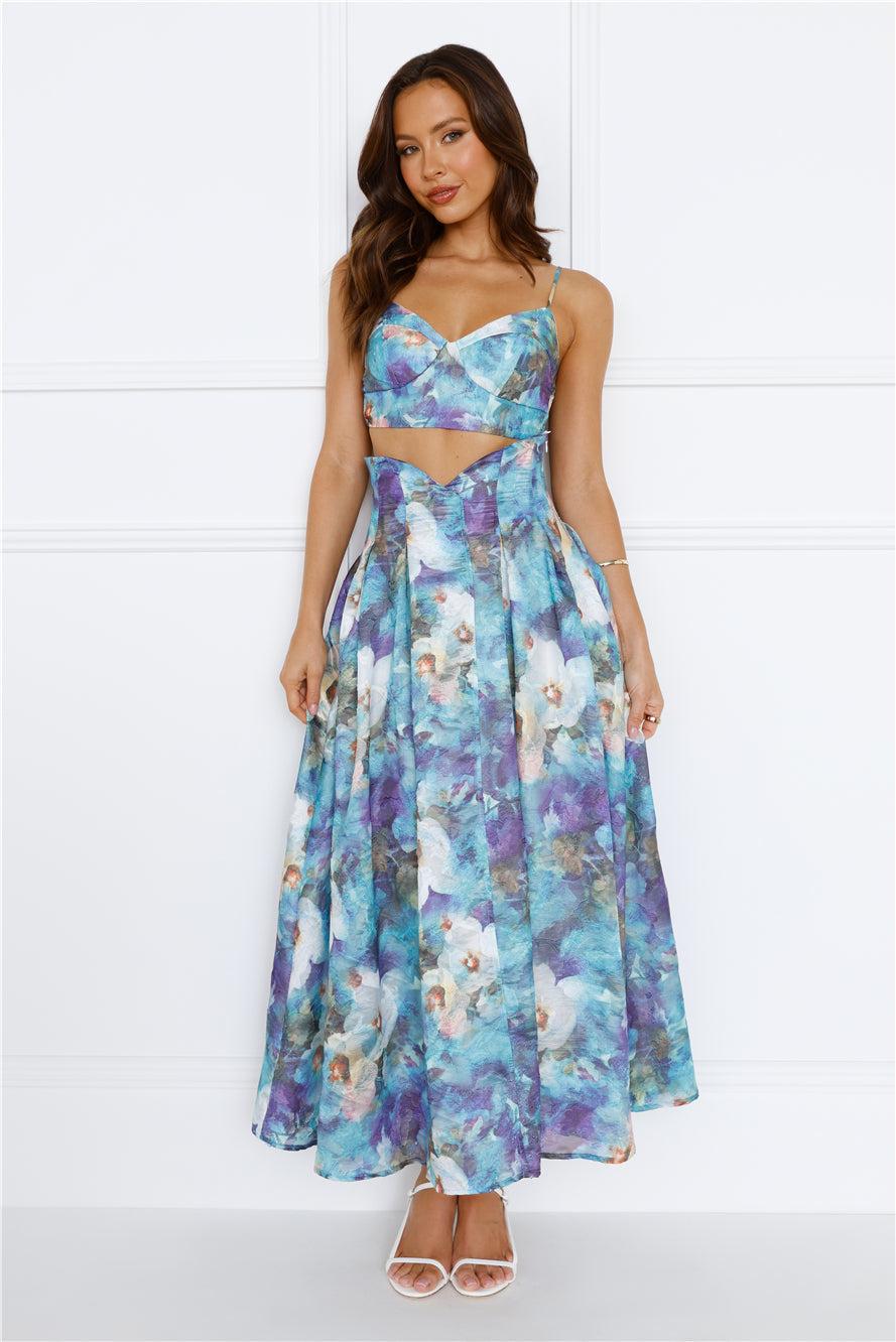 Unique Flare Crop Top Blue Product Image