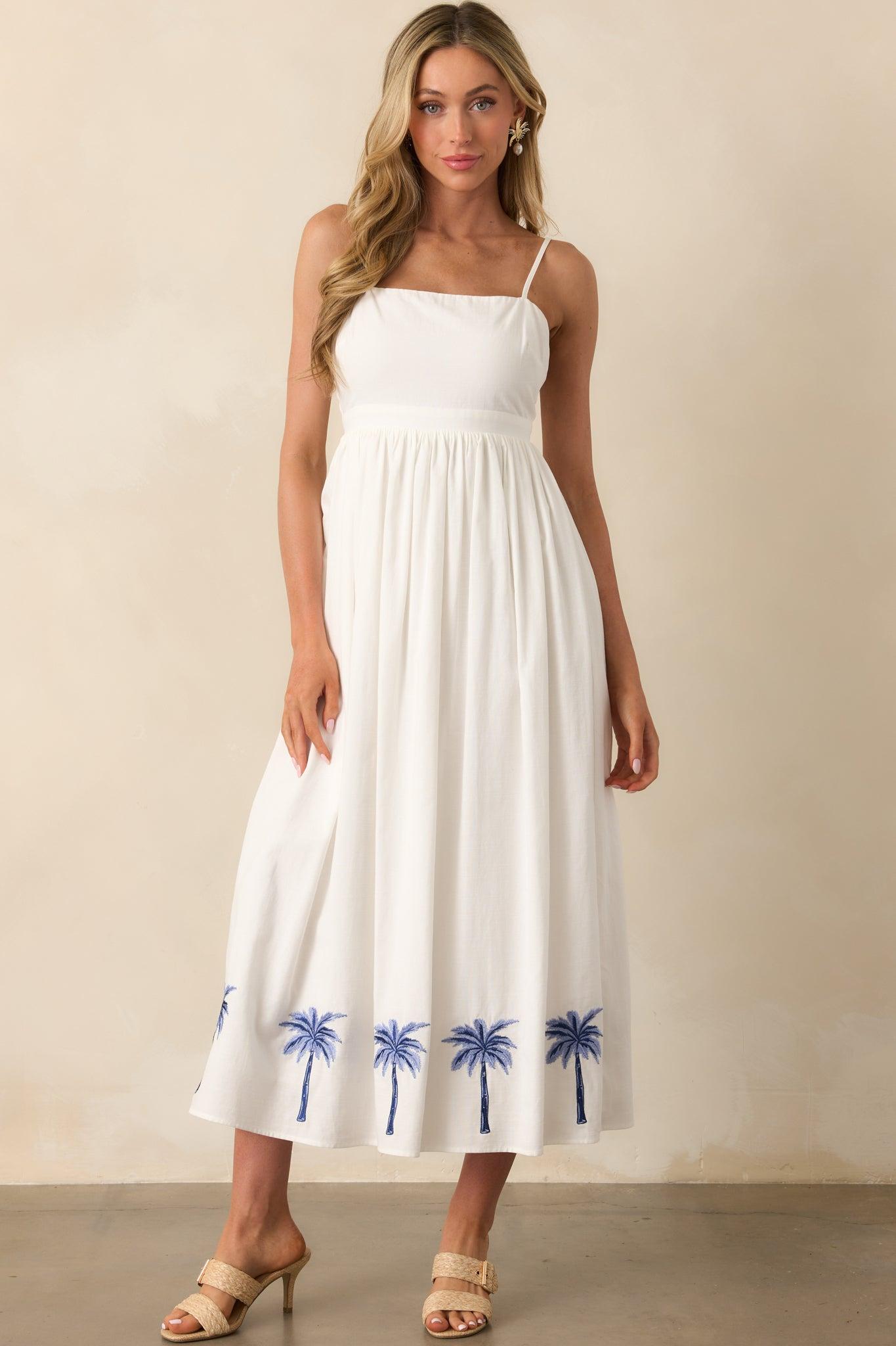 MINKPINK White Isadora Embroidered Midi Dress Product Image