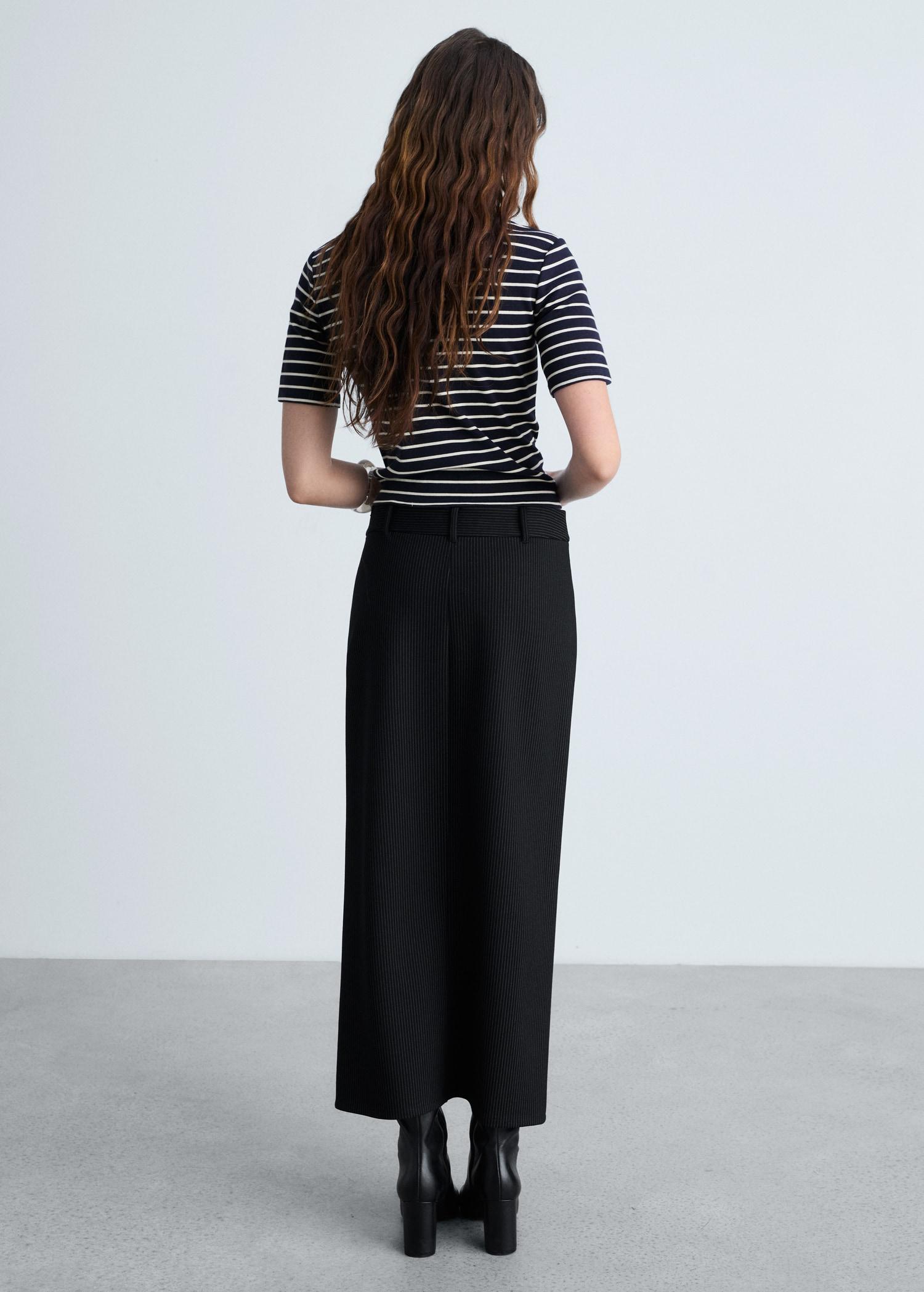 Striped cotton T-shirt - Women | MANGO USA Product Image