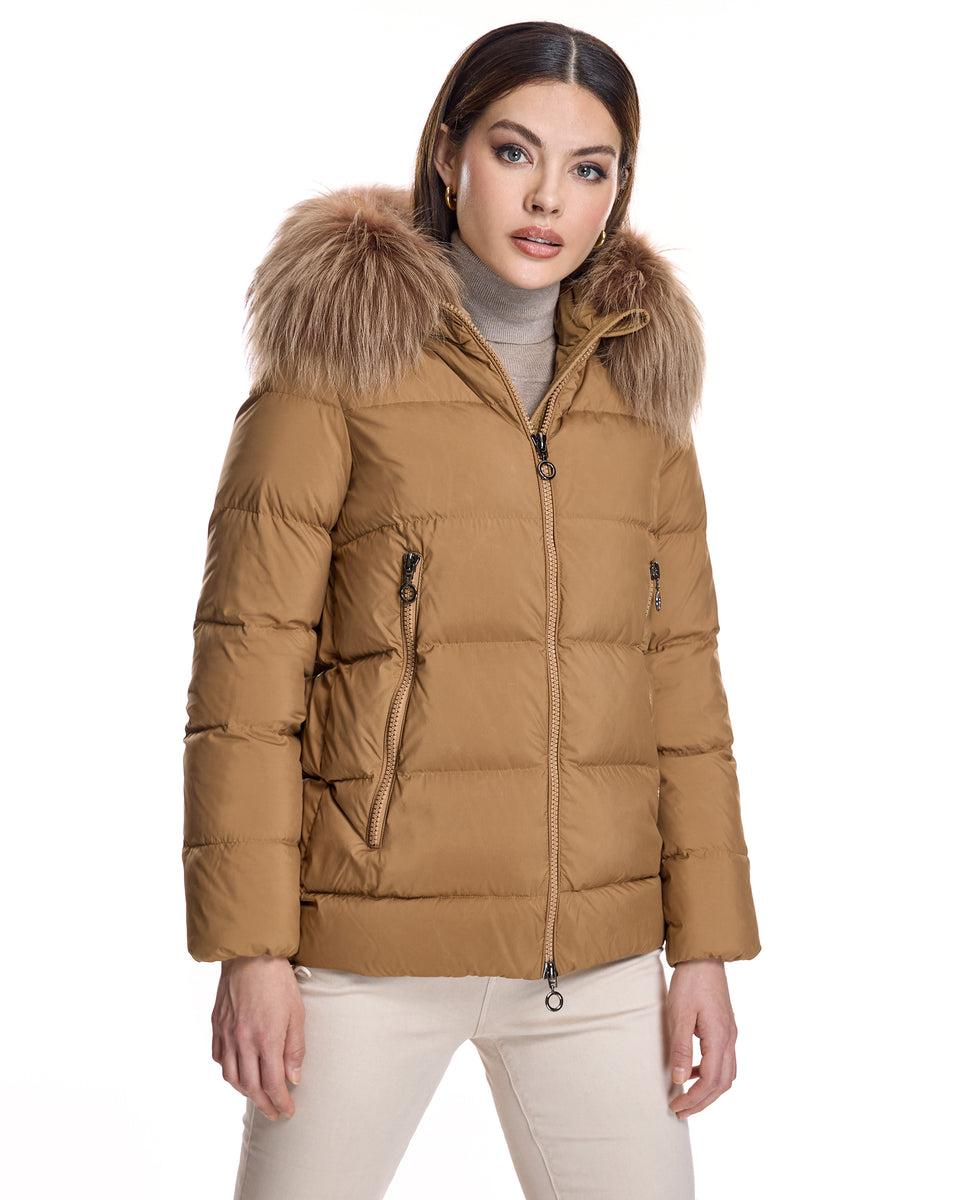 Polyester Jacket with Dyed Finn Raccoon Trimmed Hood Product Image