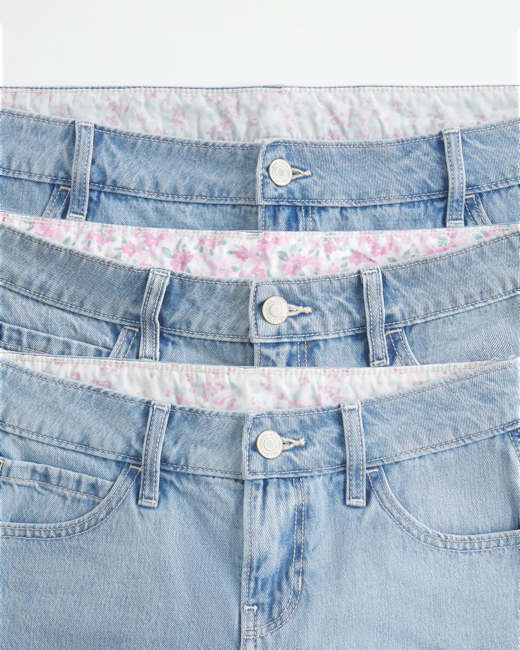 Low-Rise Dark Wash Baggy Denim Shorts 5" Product Image