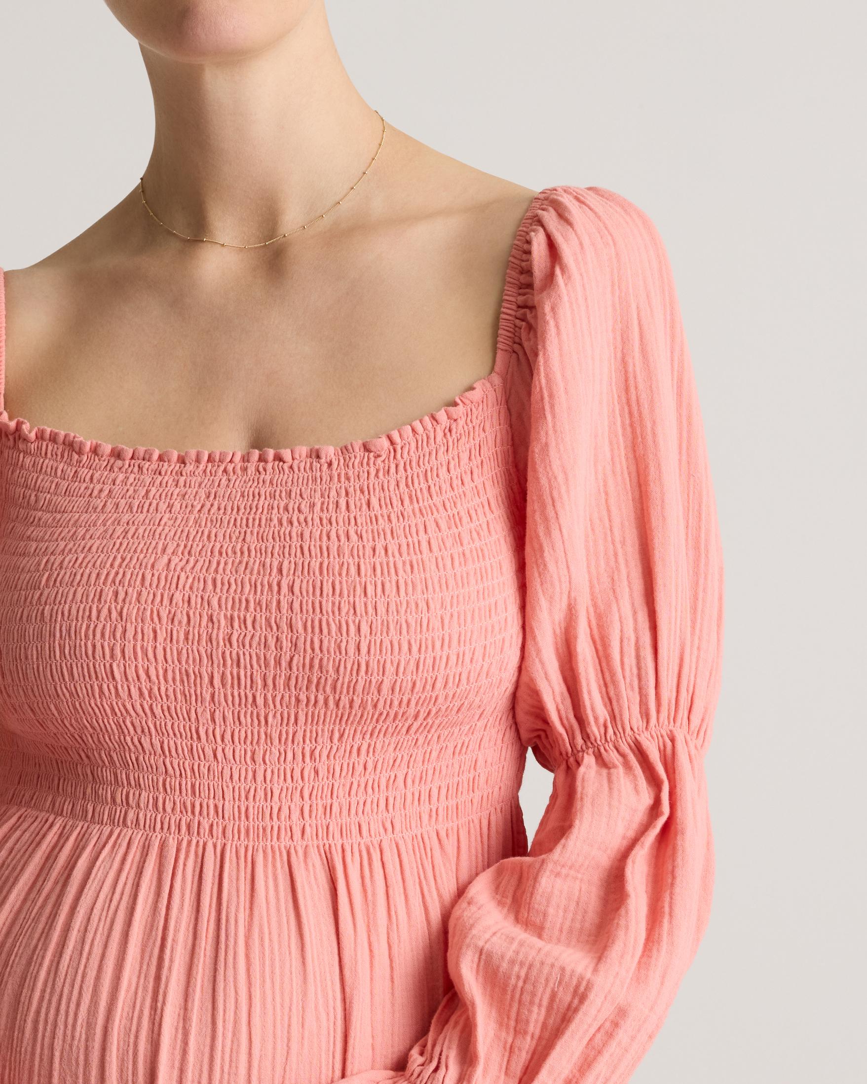 Quince | Women's Gauze Maternity Smocked Midi Dress Organic Cotton Product Image