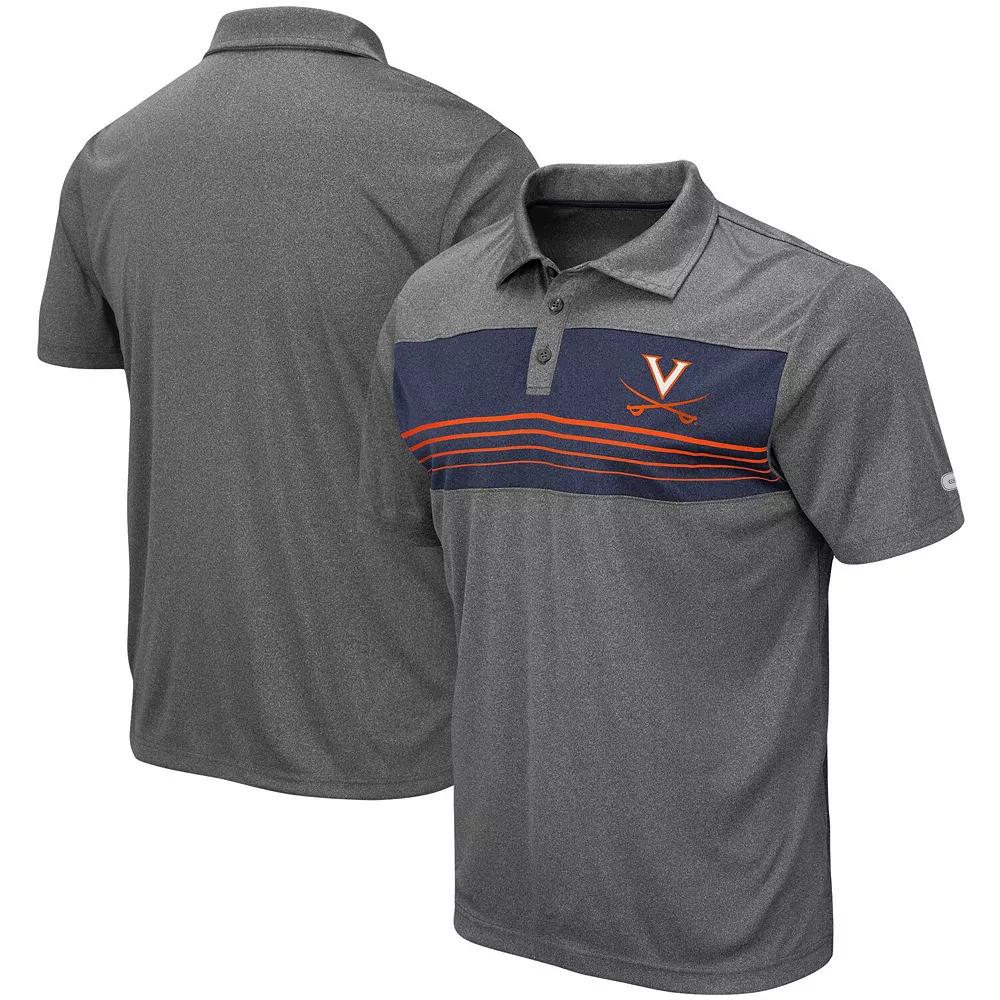 Men's Colosseum Heathered Charcoal Virginia Cavaliers Wordmark Smithers Polo,  Product Image