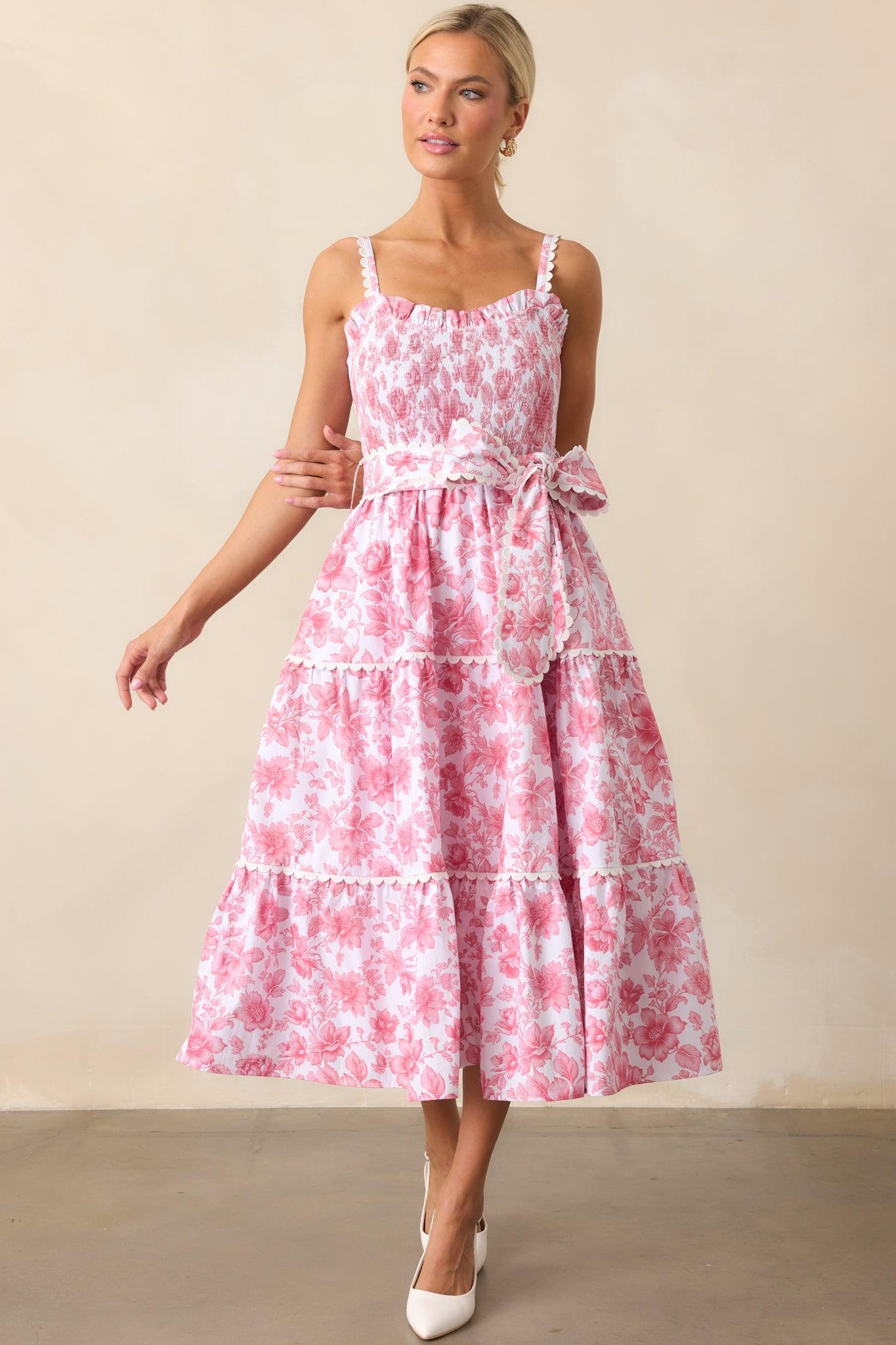Darcy La France Dianthus Pink Floral Cotton Maxi Dress Product Image