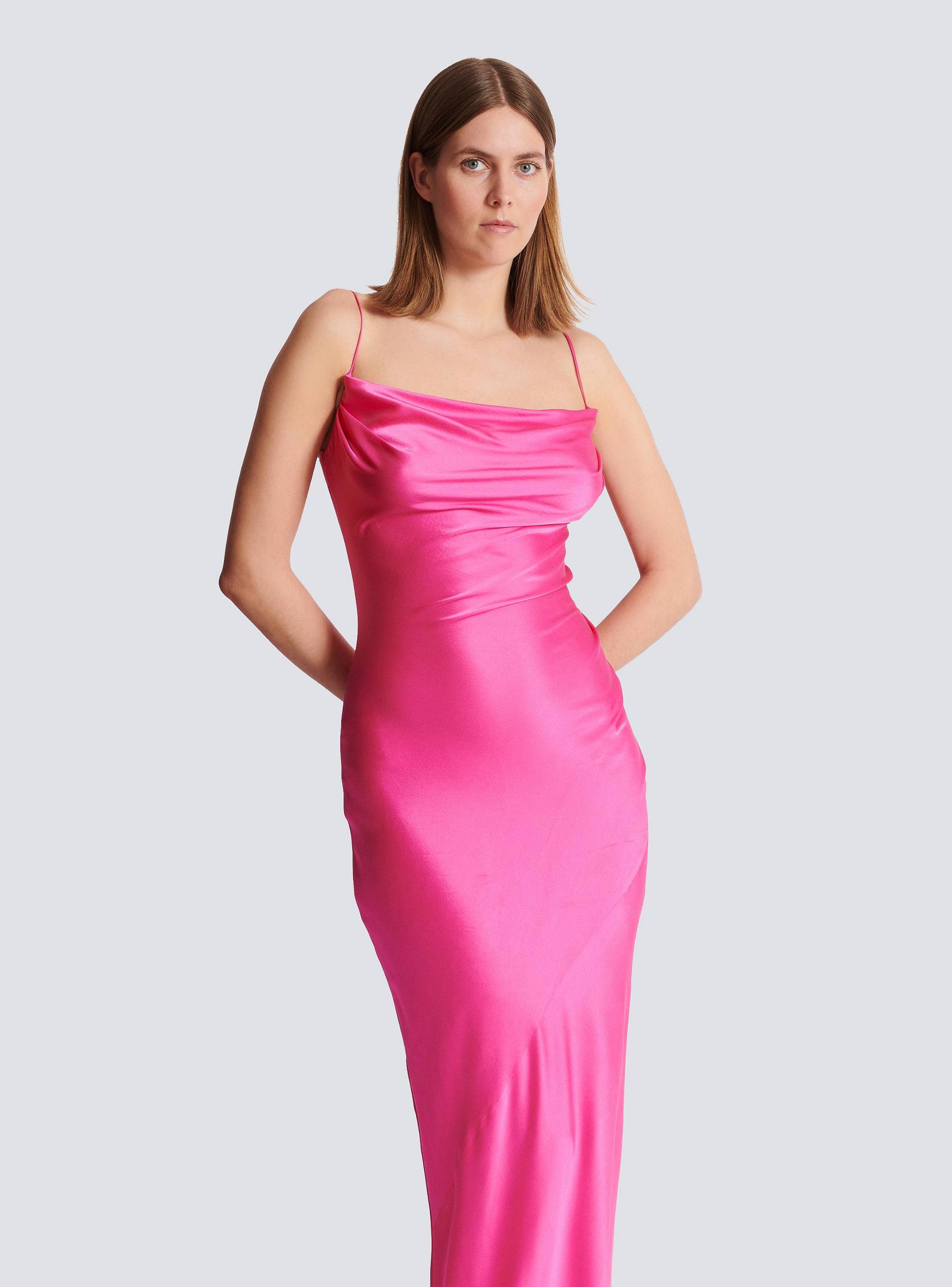 Draped satin slit dress Product Image