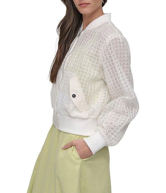 DKNY by Donna Karan Eyelet Organza Bomber Jacket Product Image