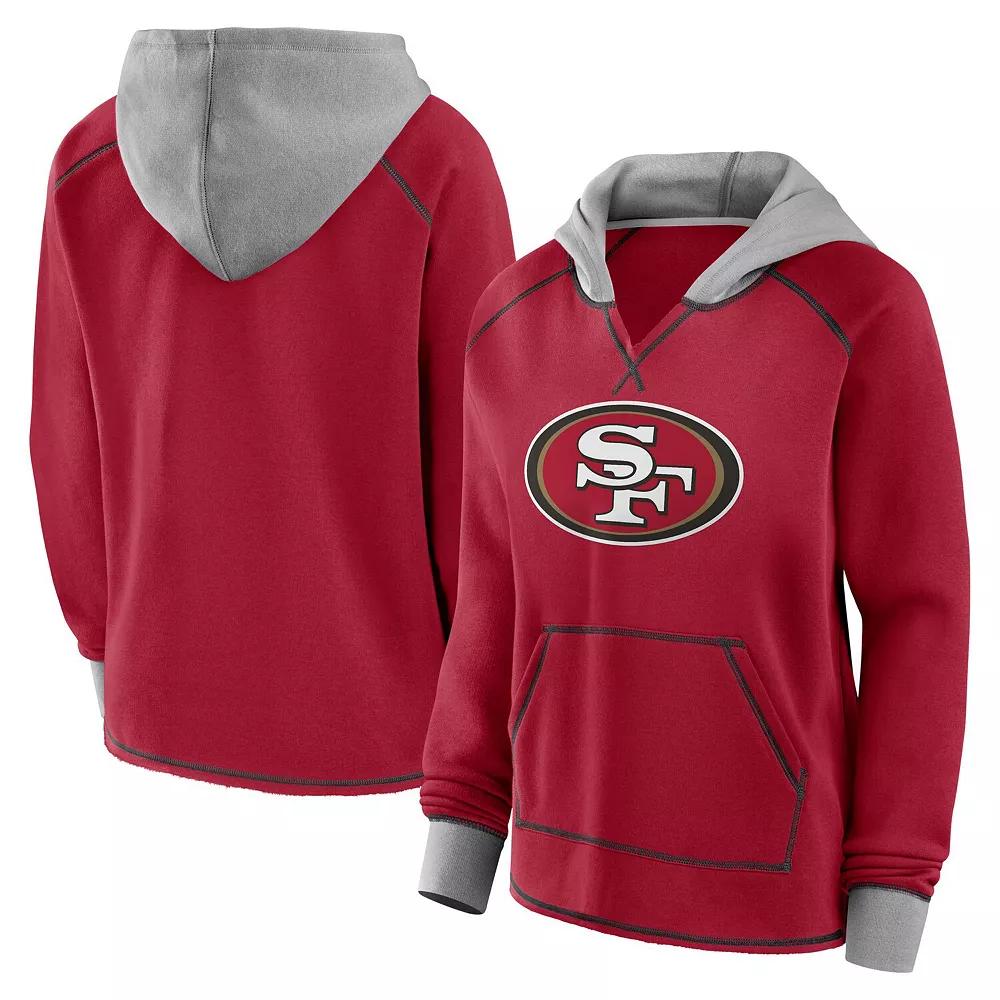 Women's Scarlet San Francisco 49ers Boom Fleece Pullover V-Neck Hoodie,  Product Image