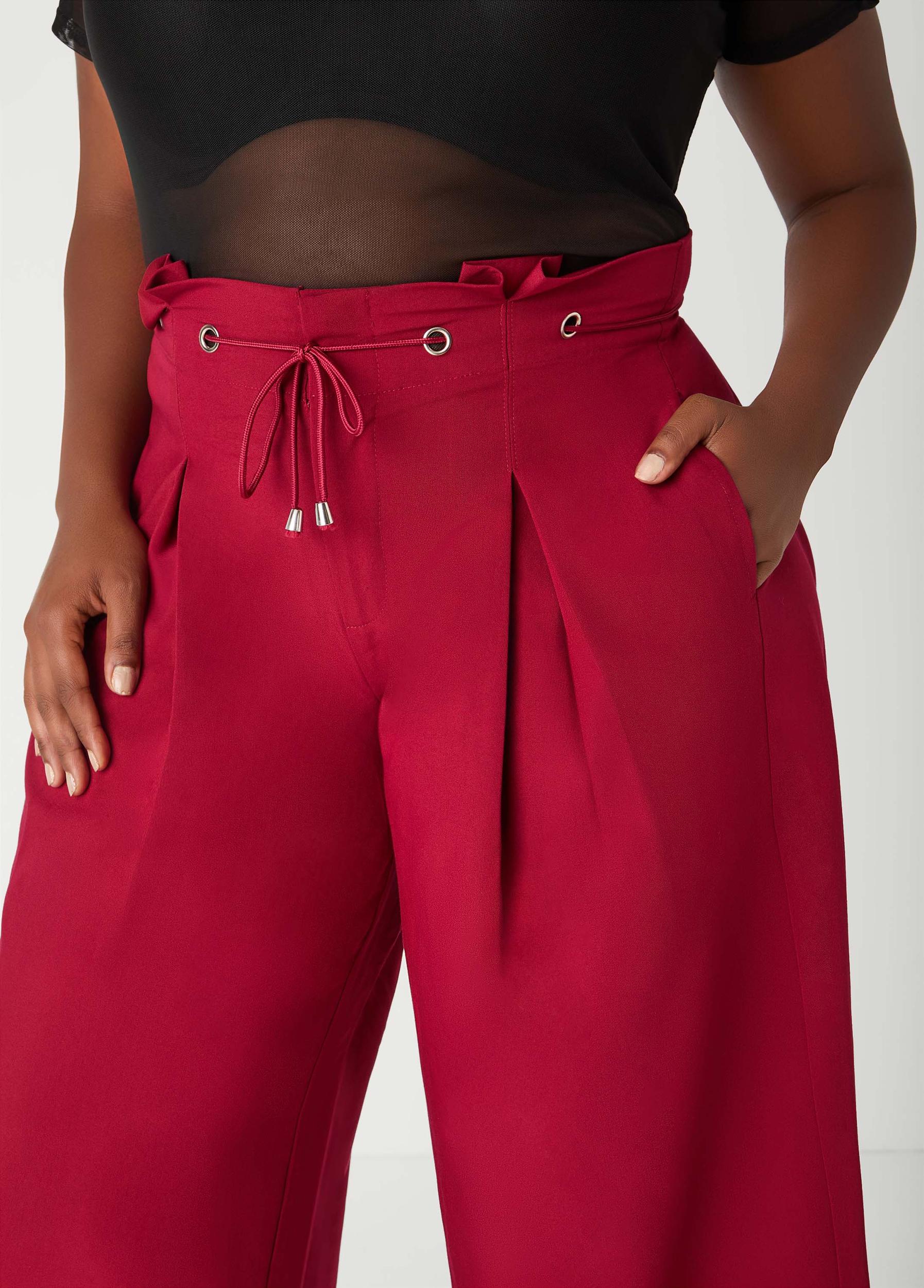 Belted Paperbag Wide Leg Pants Product Image