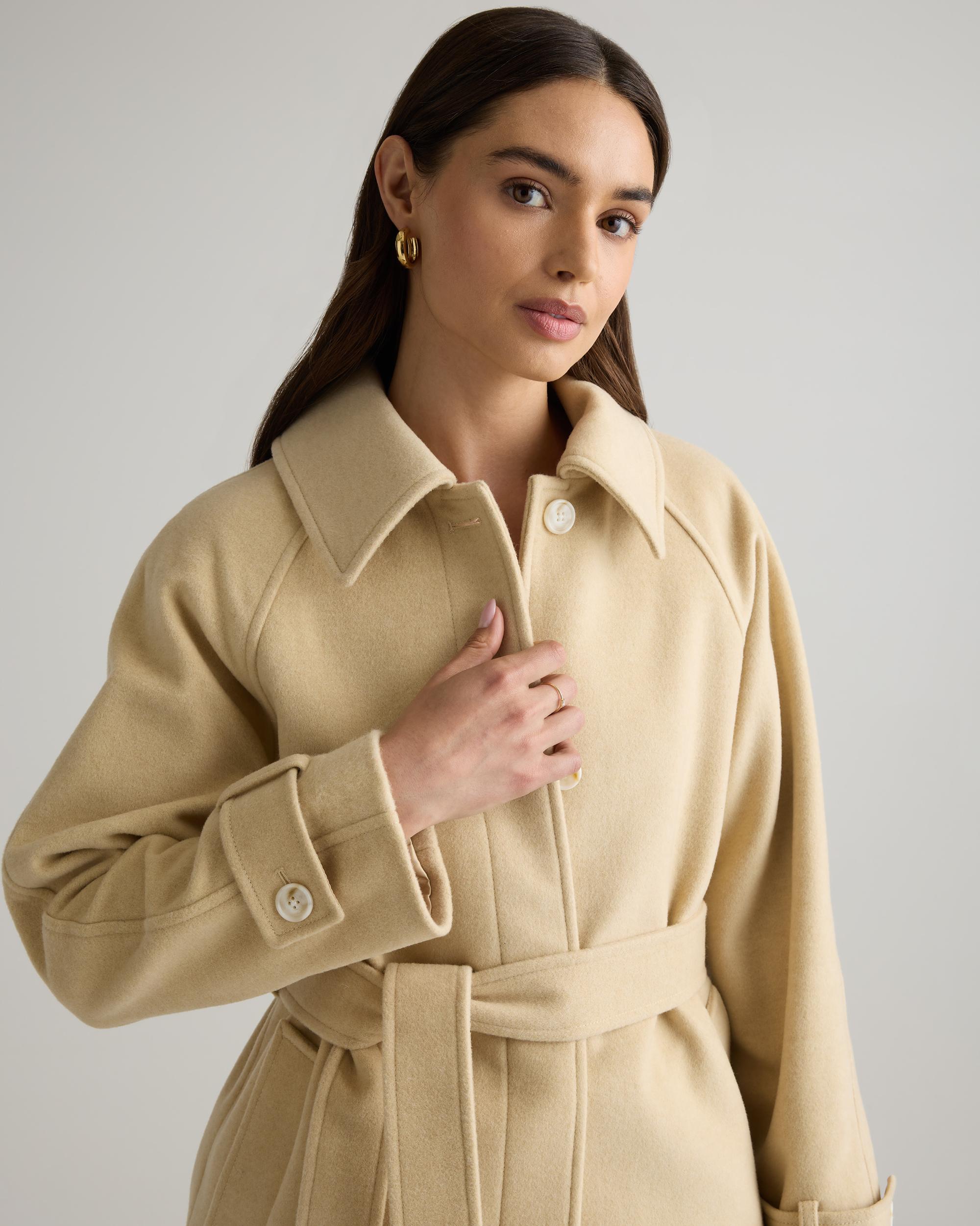Quince | Women's Italian Wool Belted Point Collar Coat Wool/Nylon Product Image
