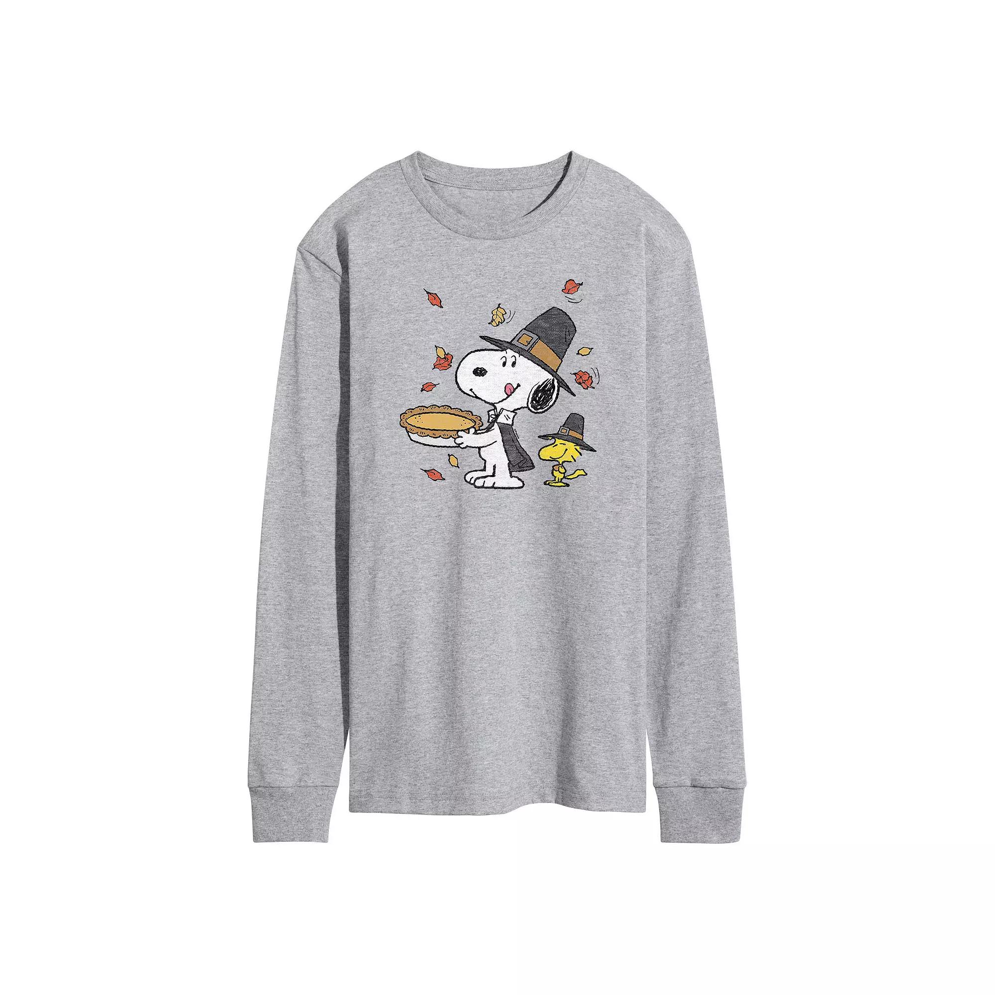 Men's Peanuts Thanksgiving Scene Tee, Size: Small, Gray Product Image